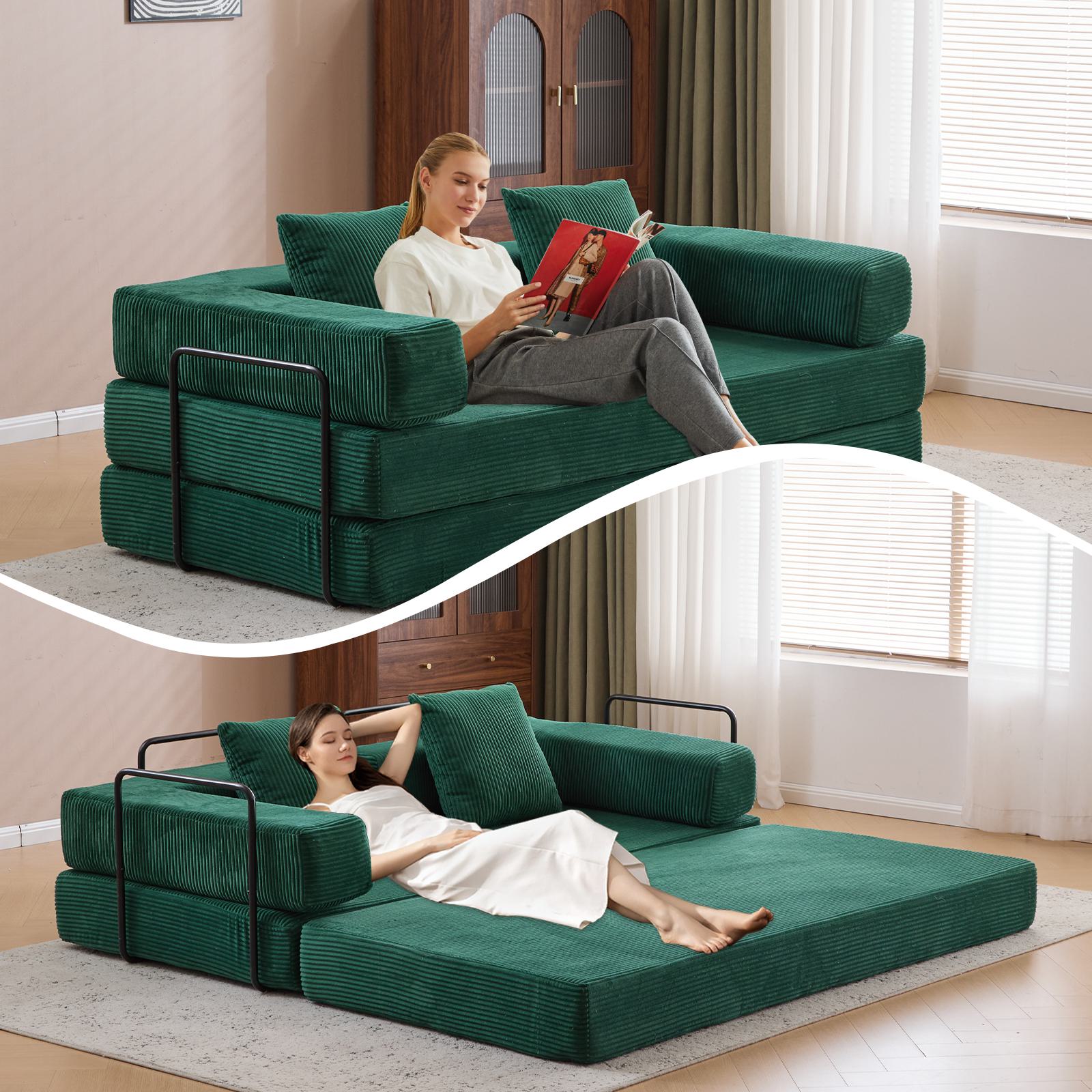 Convertible Floor Sofa Bed with Pillow Back Support and Armrest Convertible Floor Sofa Bed with Pillow Back Support and Armrest