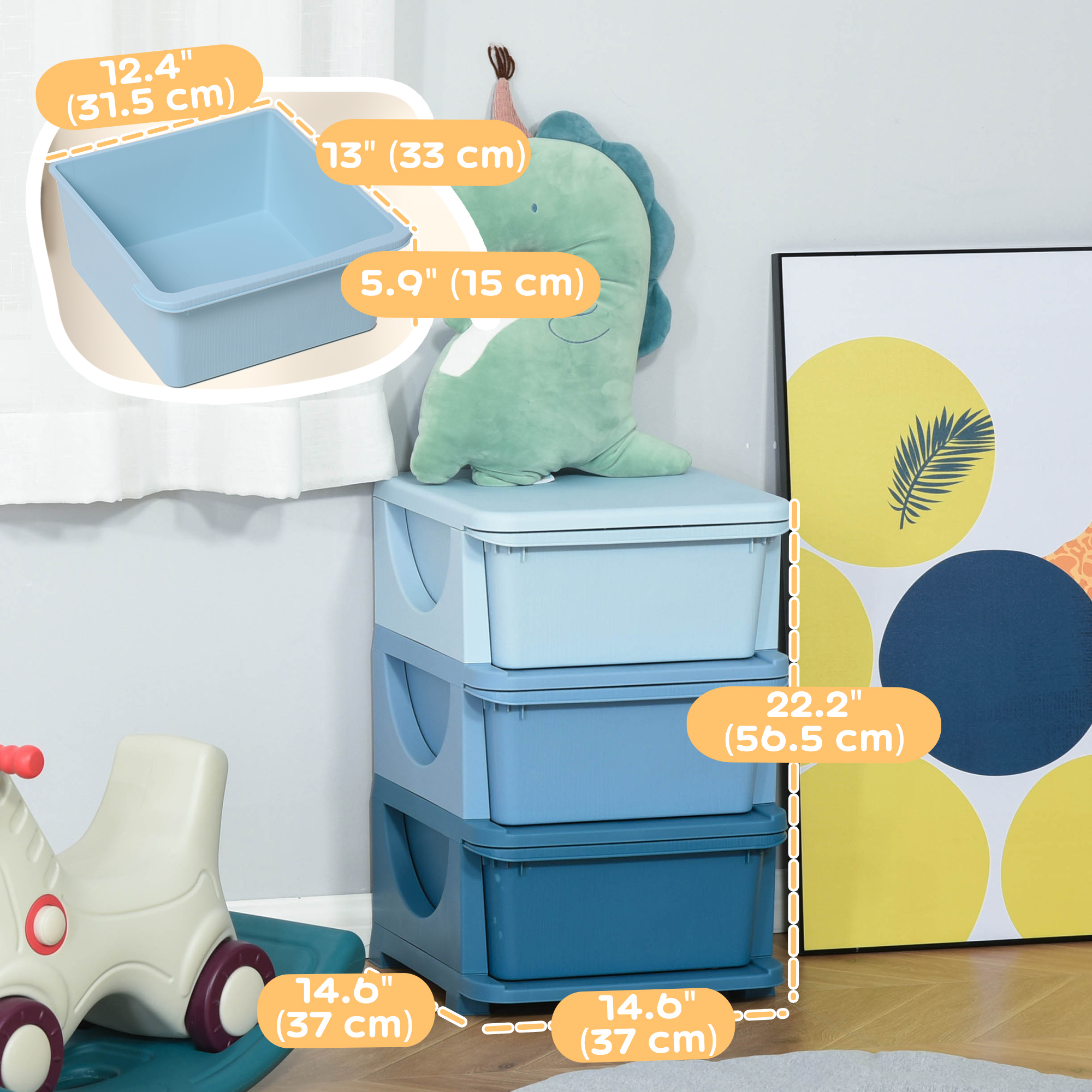 Qaba Tier Kids Toy Organizer and Storage Bins with Plastic