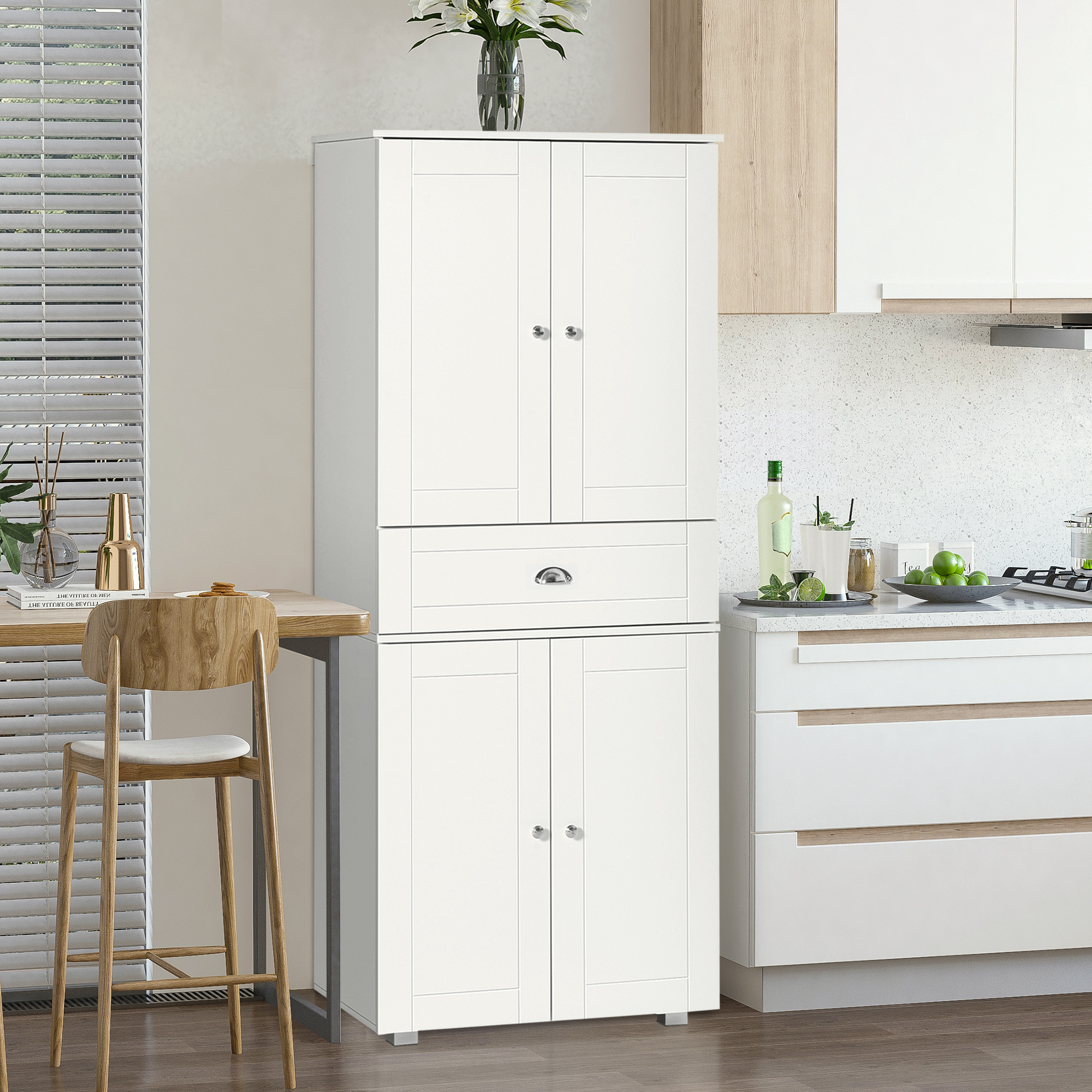 HOMCOM White Kitchen Buffet Cabinet: 72" Freestanding Pantry with Drawer, 3 Adjustable Shelves & Storage Cupboard Aosom Canada
