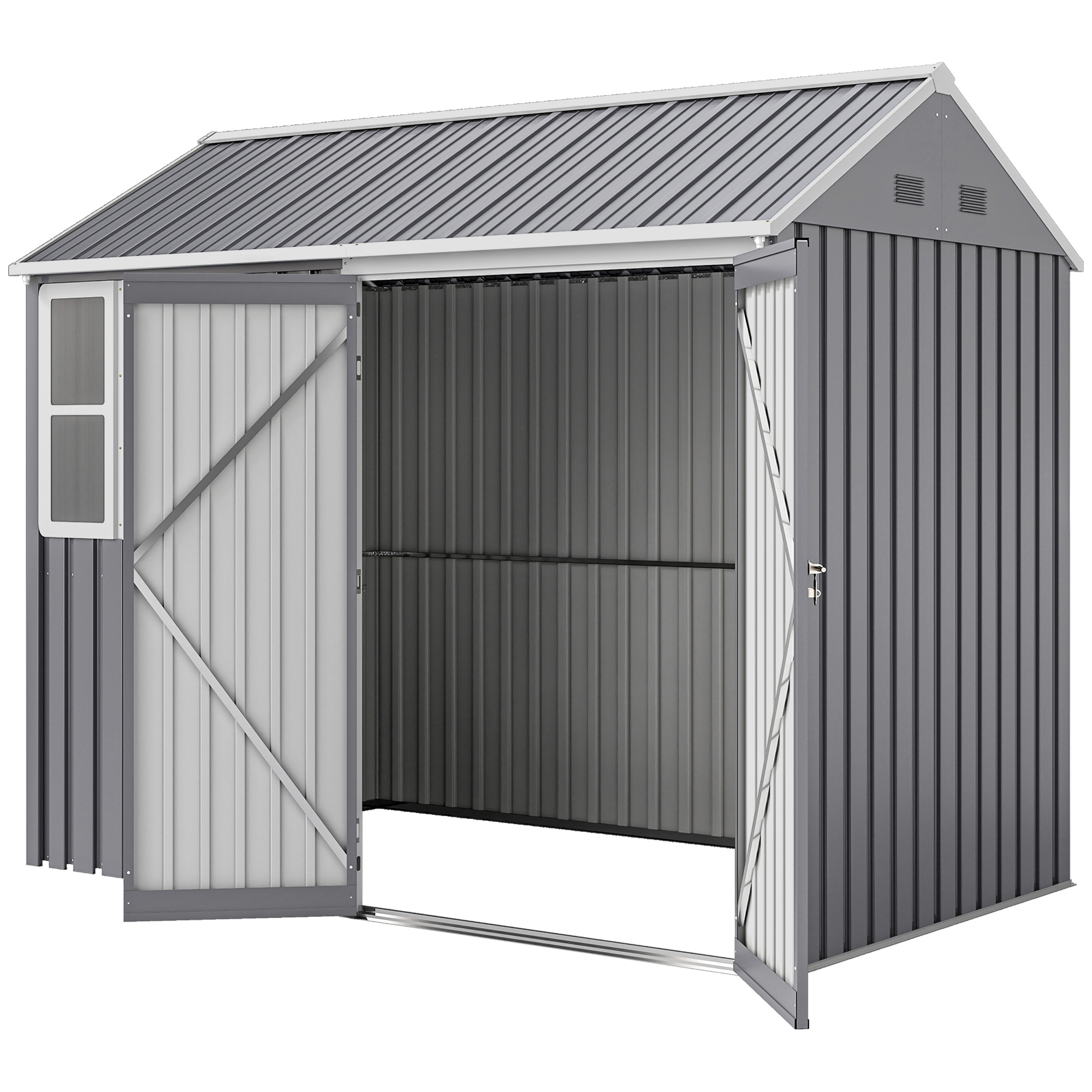 あーやん Outsunny 8' x 6' Metal Garden Storage Shed, Outdoor Tool