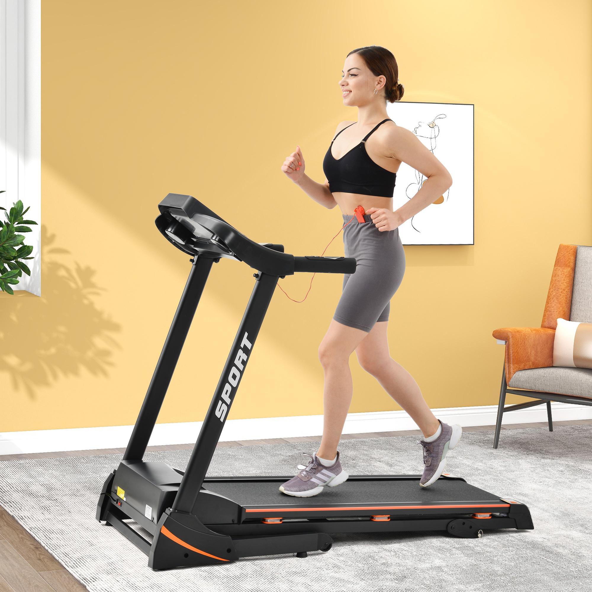 Folding Electric Treadmill with 3.5HP Motor and LCD Display, Running Machine Ideal for Home Use, 56.5'' L x 21.5'' W x 48'' H, Black Aosom Canada
