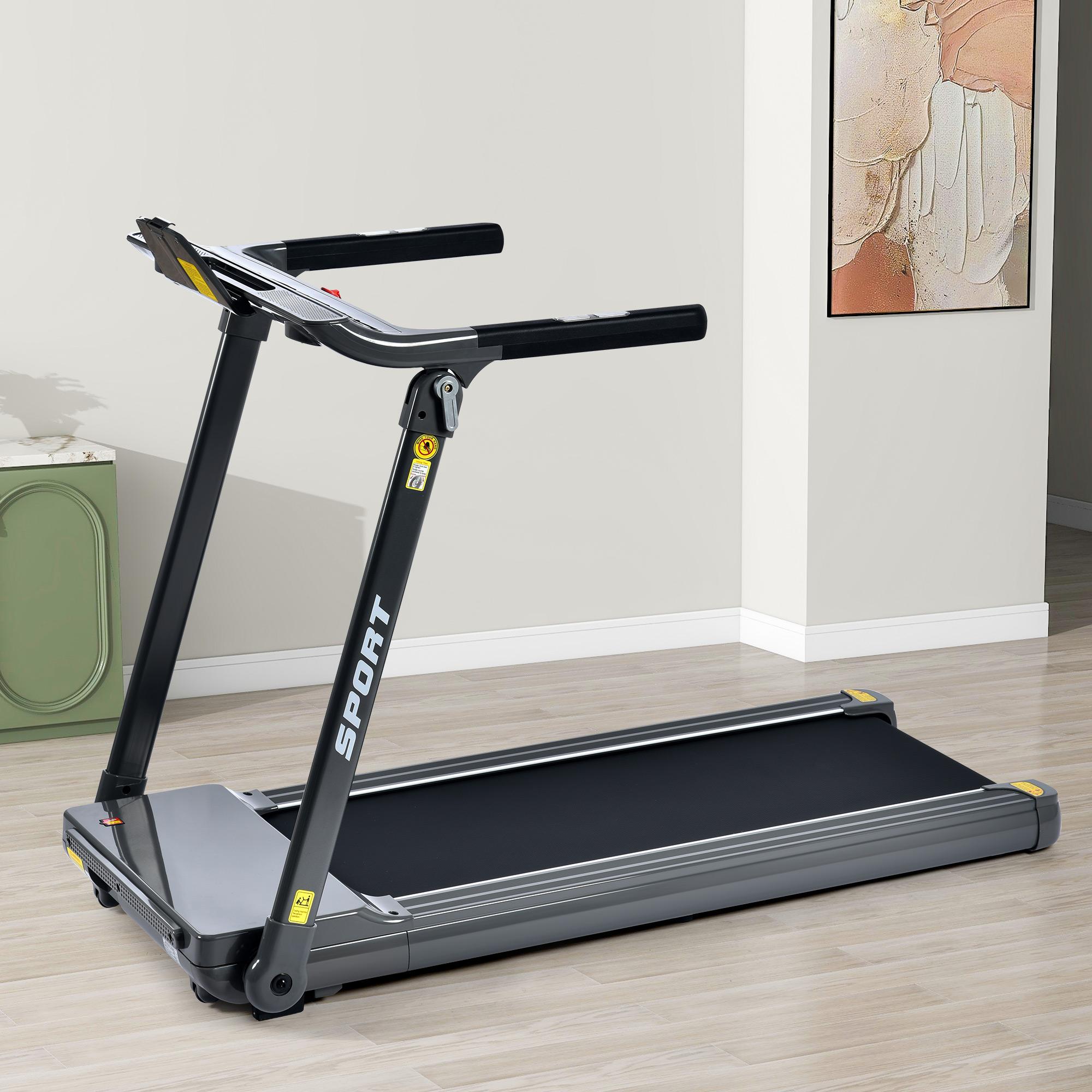 Folding Electric Treadmill with 3.5HP Motor, LED Display, Running Machine for Compact Room, 61.5" L x 24.5" W x 45.5" H, Grey Aosom Canada