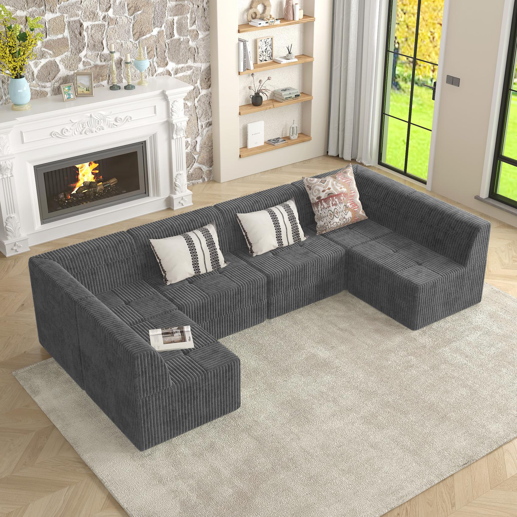 Single-Seat Compressed Sectional Sofa with Reversible Modular Design, Foam Construction for Plush Lounging, 33" L x 32" W x 30" H, Grey
