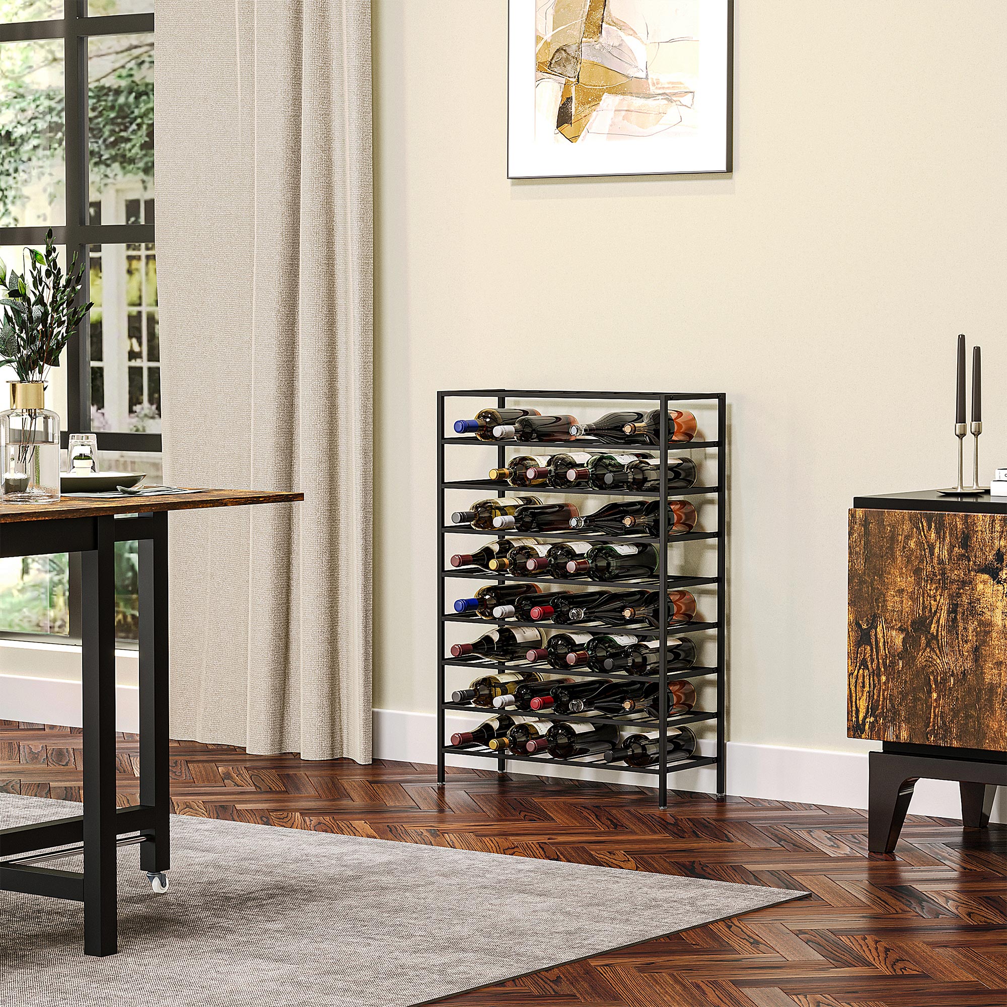 HOMCOM Large Freestanding Wine Rack: 9-Tier 54-Bottle Metal Storage Stand for Home Bar & Cellar Organization Aosom Canada