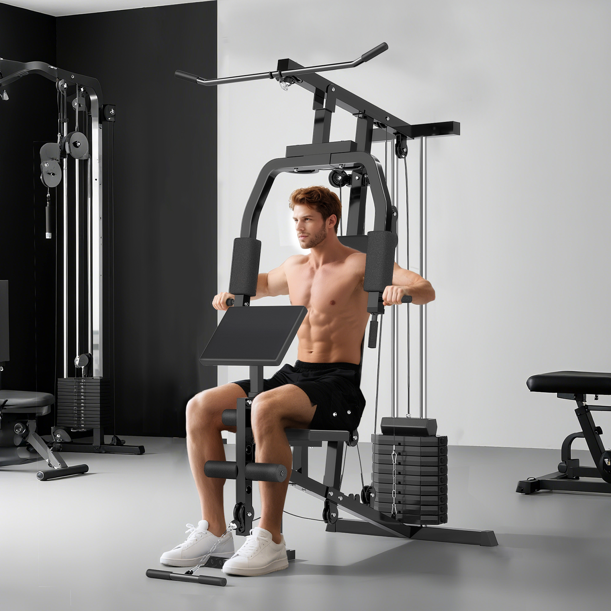 Soozier Multifunction Home Power Exercise Gym System Weight Training Exercise Workout Station Fitness Strength Machine for Whole Body Aosom Canada