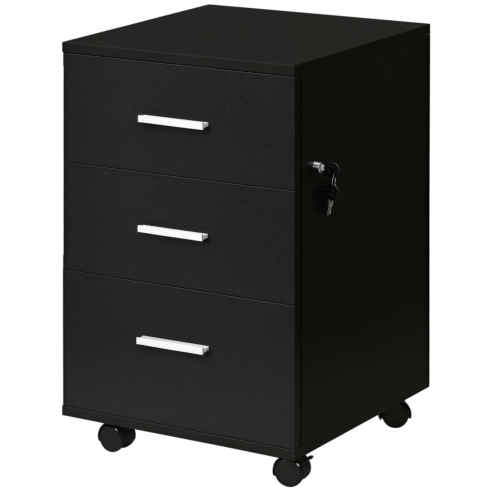 3 Organizer Drawer File Organizer Unit with Locking and Keys for Home Workspace, Rolling Document Organizer Unit with Castors, Black 1