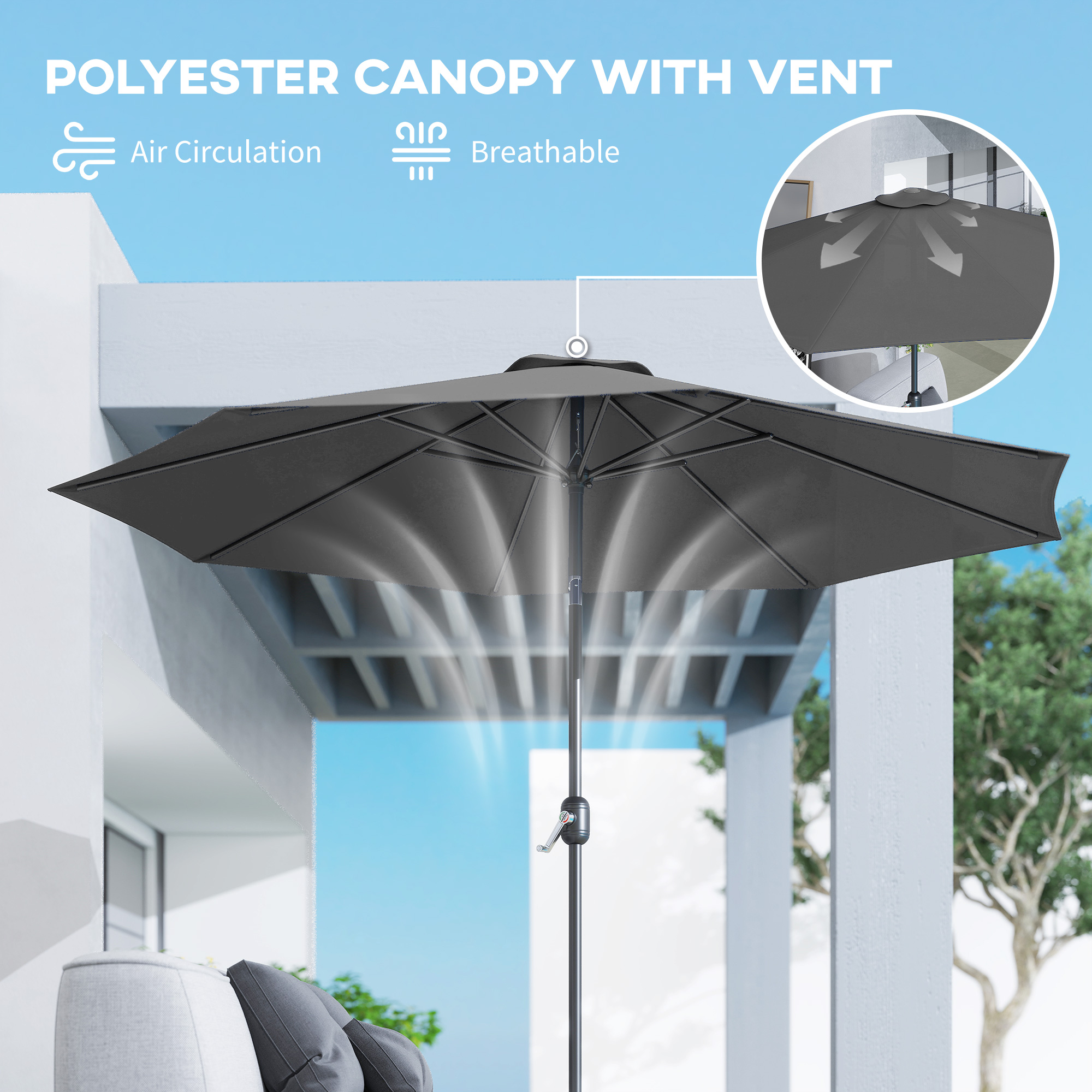 Outsunny 10 x 8'Outdoor Patio Umbrella Close Crank Garden Parasol