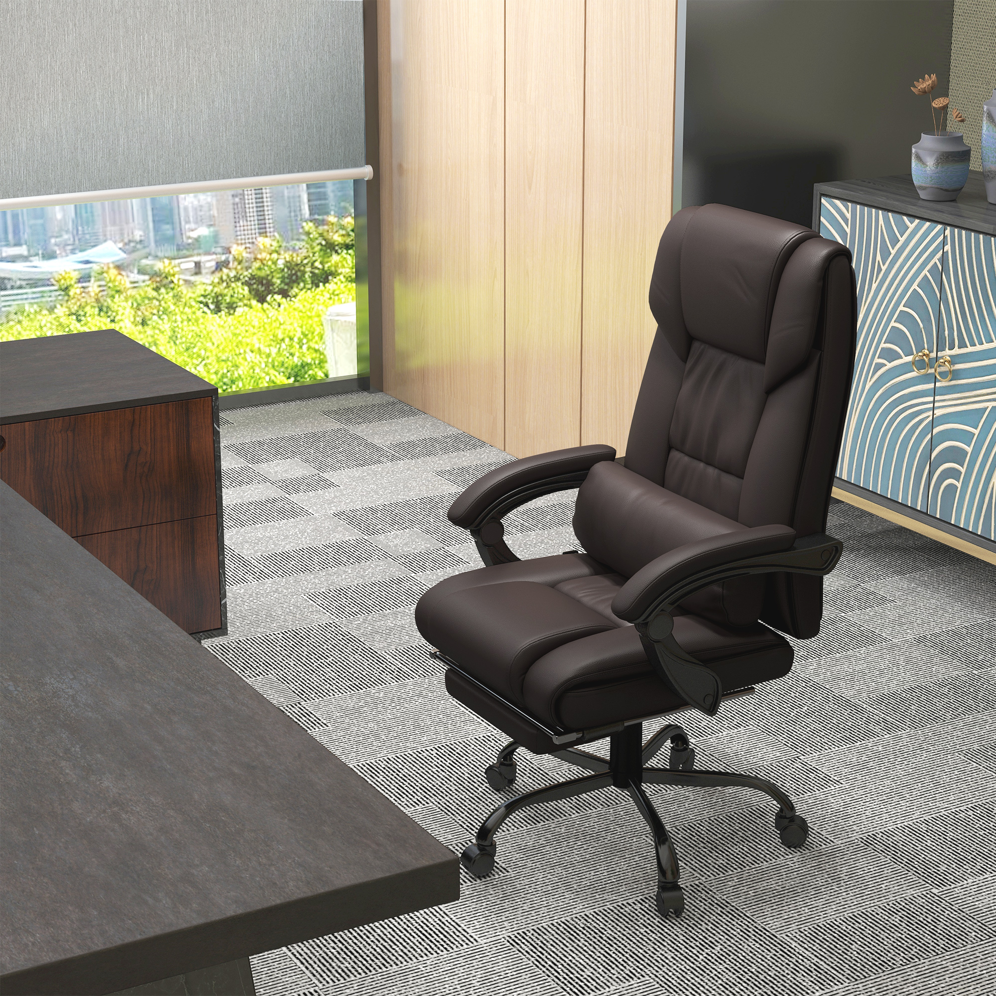 Vinsetto Vibration Massage Chair: Adjustable Reclining Computer Chair, Retractable Footrest, Brown Aosom Canada