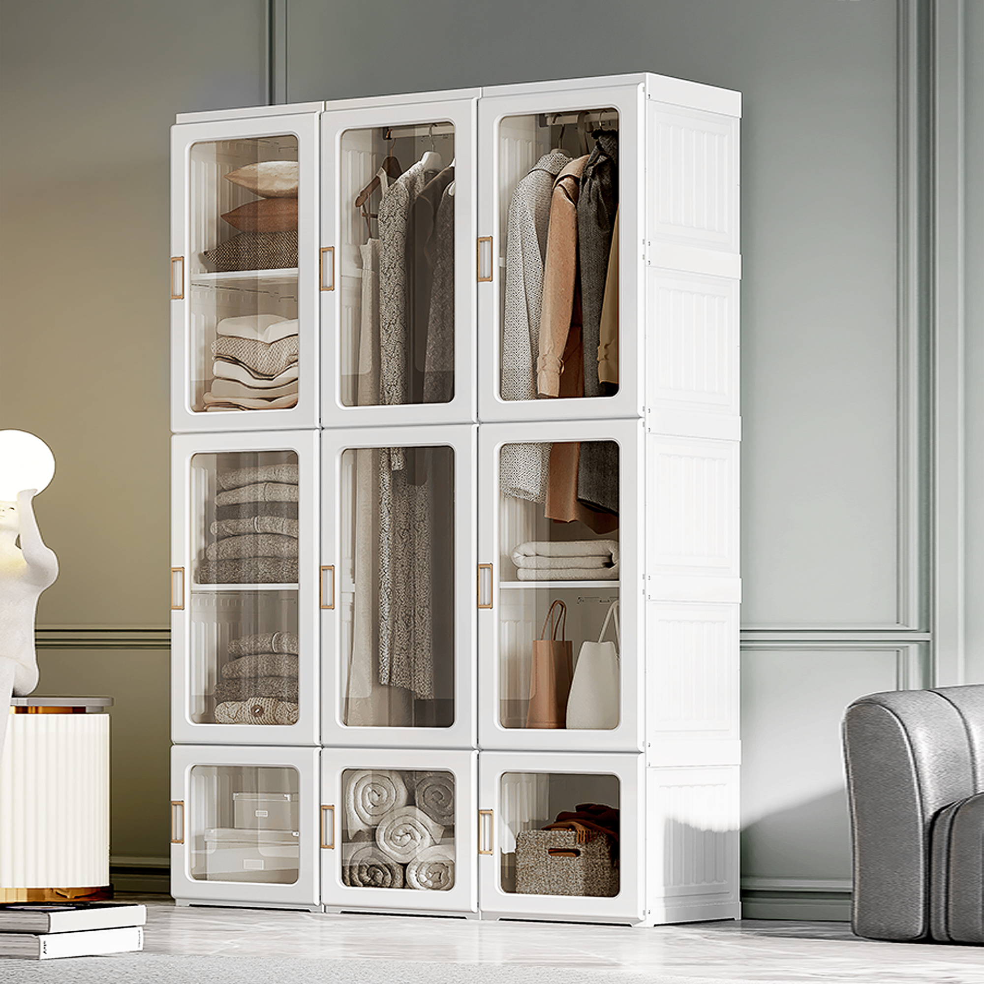 HOMCOM Foldable Apartment Closet White | Aosom Canada