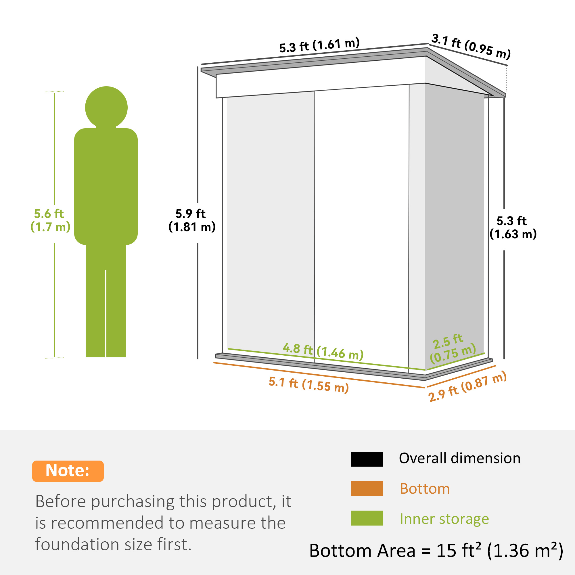 Outsunny Outdoor Storage Shed, Steel Lean-to Shed with Adjustable