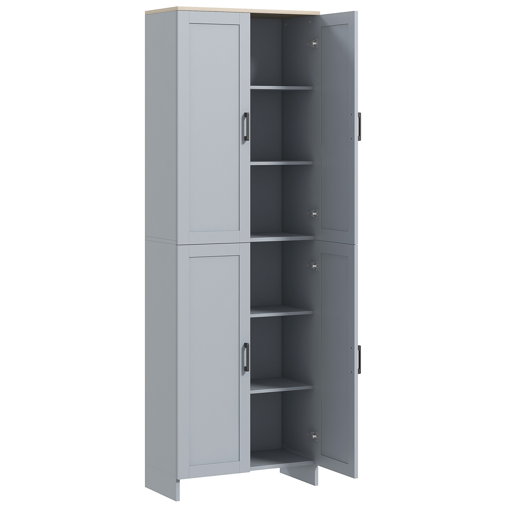 Freestanding Organizer Organizer Unit Cupboard with Adjustable-Height Shelves, 67" 4-Entry Cooking Pantry Organizer Unit, Grey 1