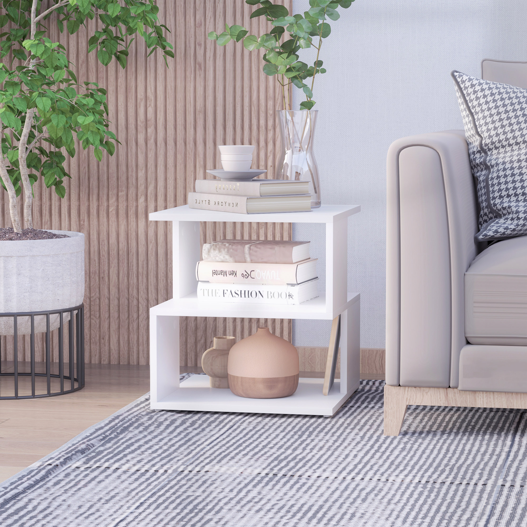 HOMCOM Chic Square Table: 3 Tier Wood Coffee Side End Table with Storage Shelf Rack for Home Office, Living Room, Small Desk Aosom Canada