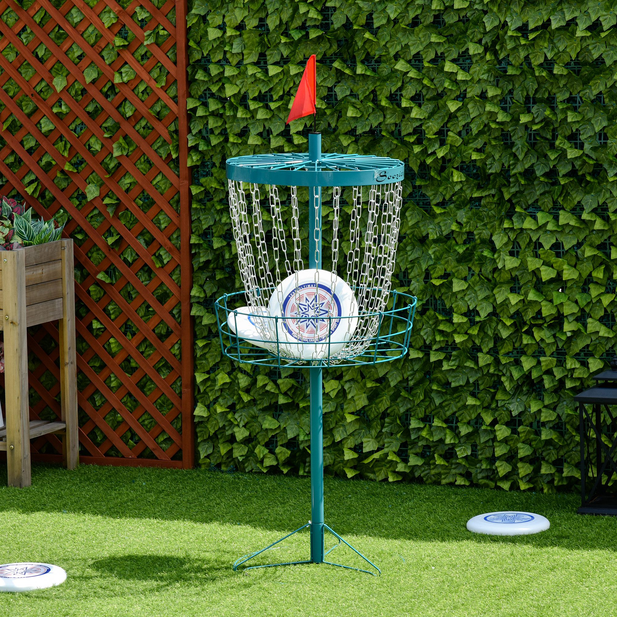 Soozier 24-Chain Portable Practice Basket for Disc Golf Target Stand Easy Assembly & Lightweight Basket w/ Carry Bag Navy Blue Aosom Canada