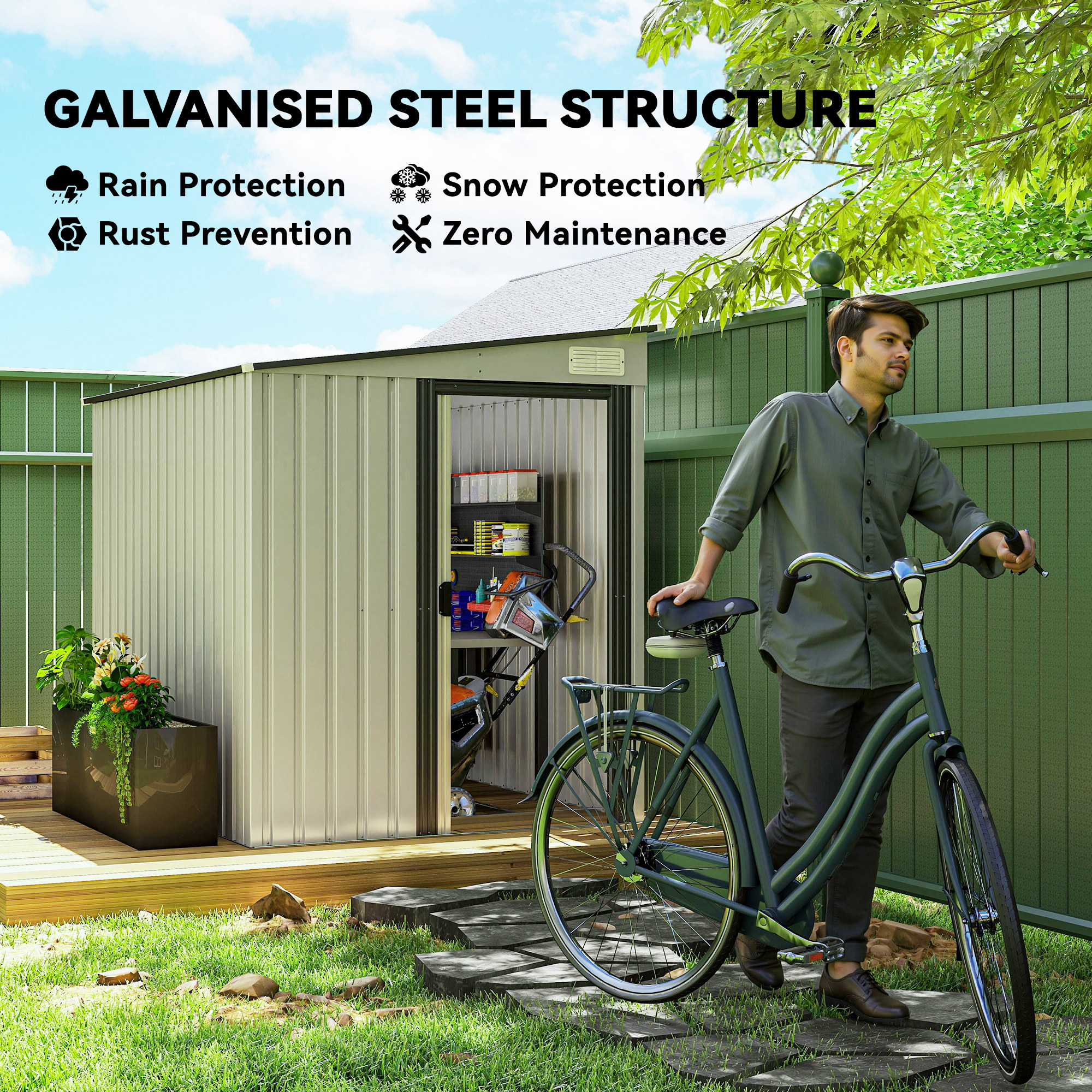 Outsunny 5x7 Garden Shed with Foundation, White | Aosom Canada