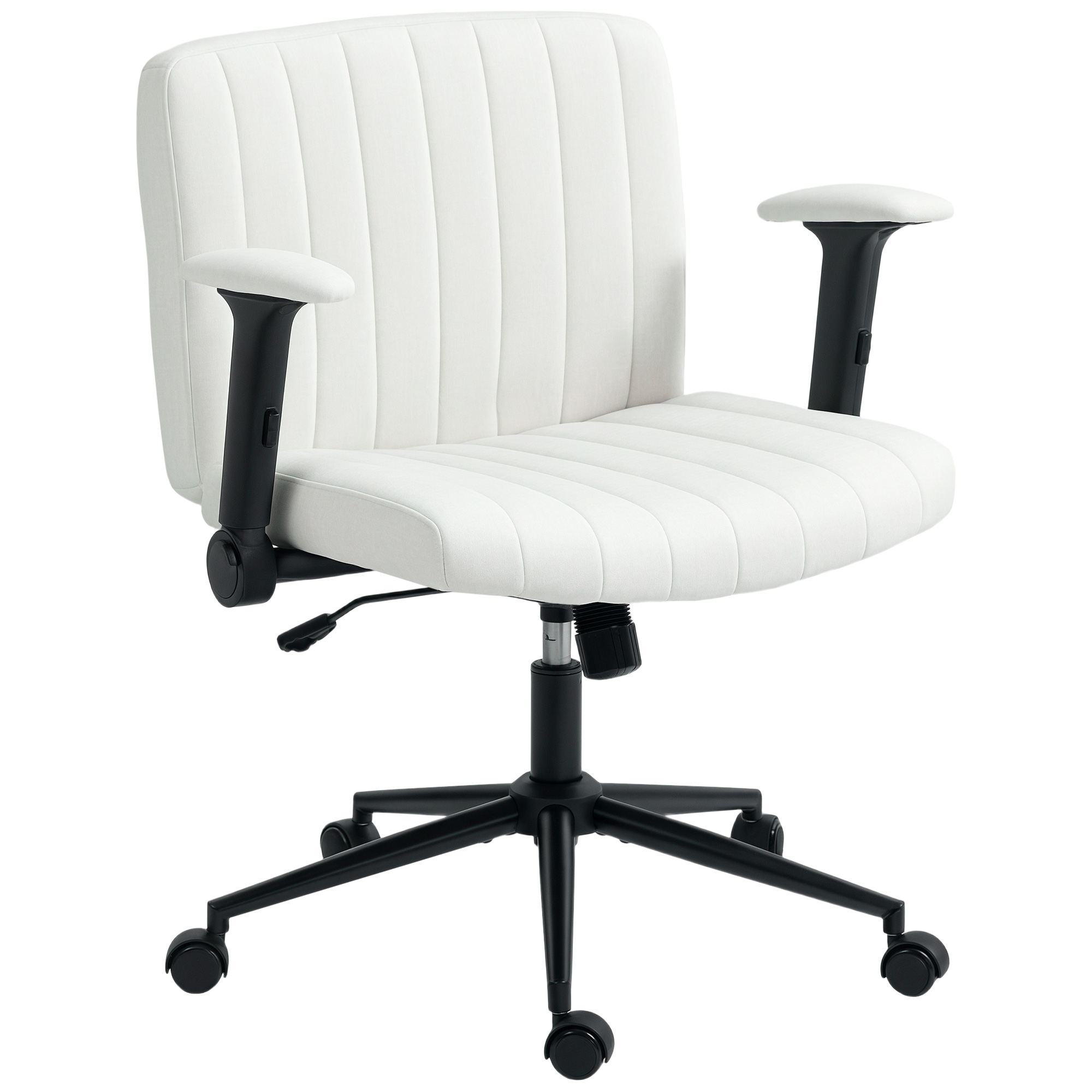 Castors, Criss Cross Seating with Flip-up Arm Supports, Wide Workspace Seating with Adjustable-Height Height, Tilting, Cream White 1