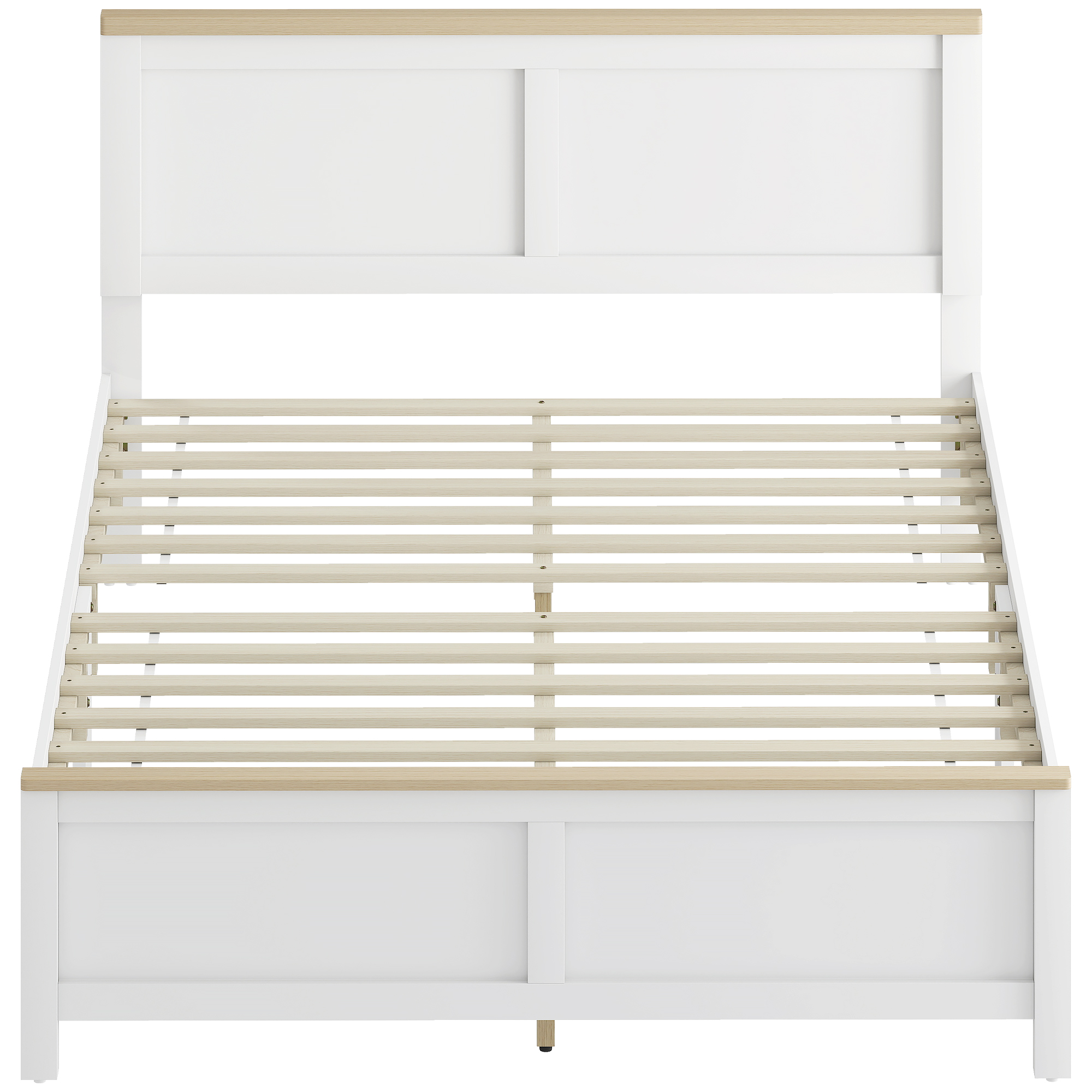 HOMCOM Full Bed Frame with Headboard, Modern Platform Bed Frame with Wooden Slats, No Box Spring Needed, Easy Assembly, White