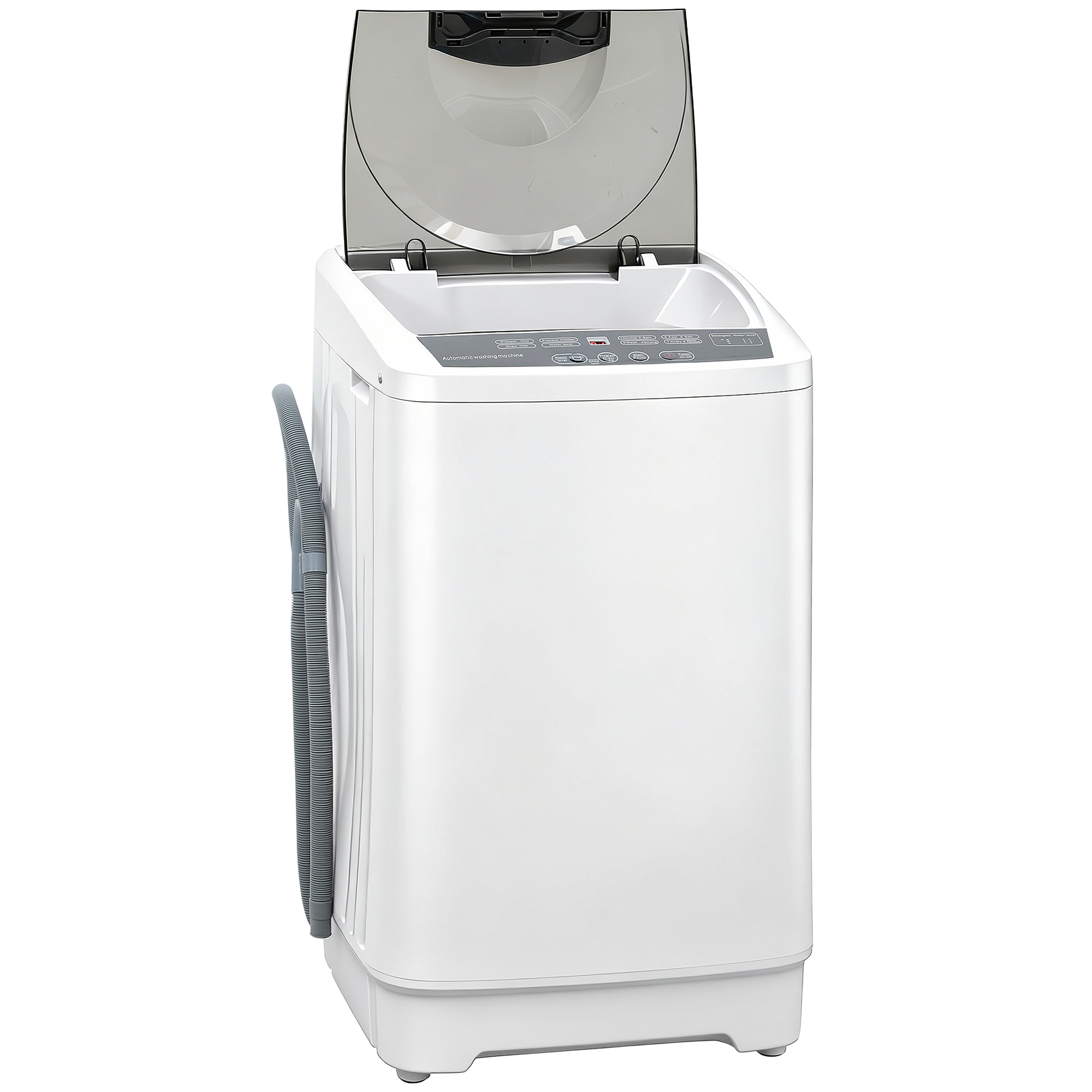 HOMCOM Compact Washer, Portable Washing Machine, Full Automatic Washer with 8 Programs and 6 Water Levels, White