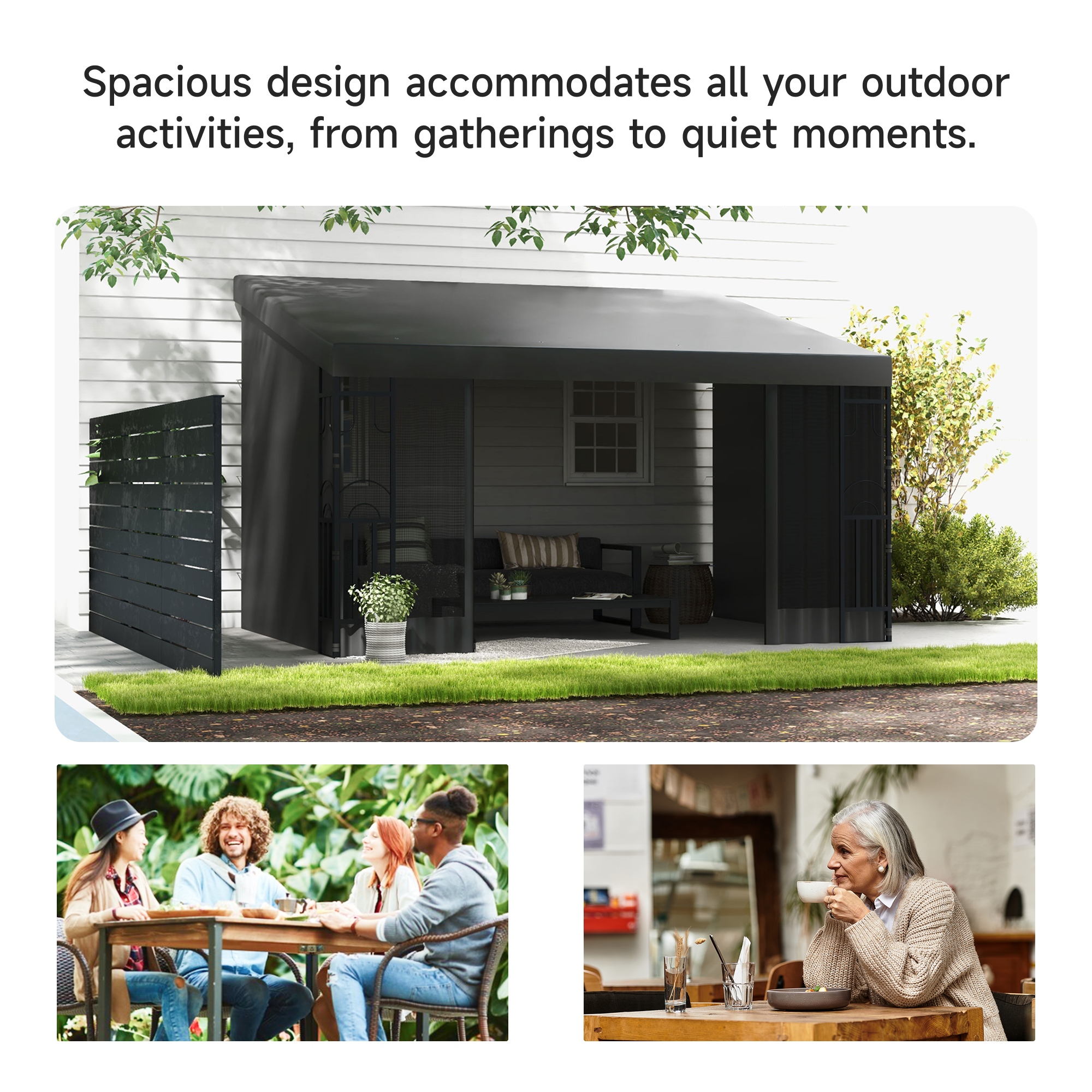 Outsunny 10x13 ft Wall Pergola with Curtains | Aosom Canada