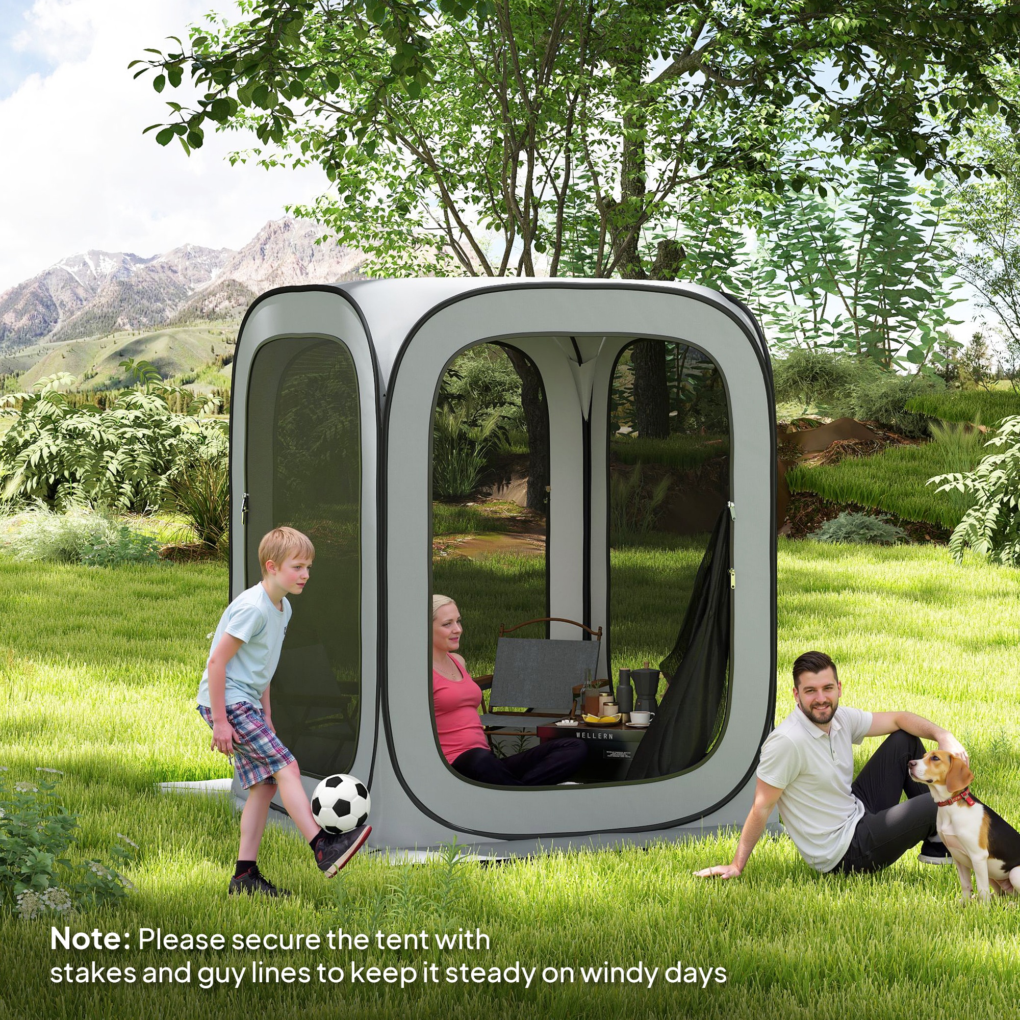 Outsunny 6 x 6ft Pop Up Screen Tent, UPF50+ Portable Camping