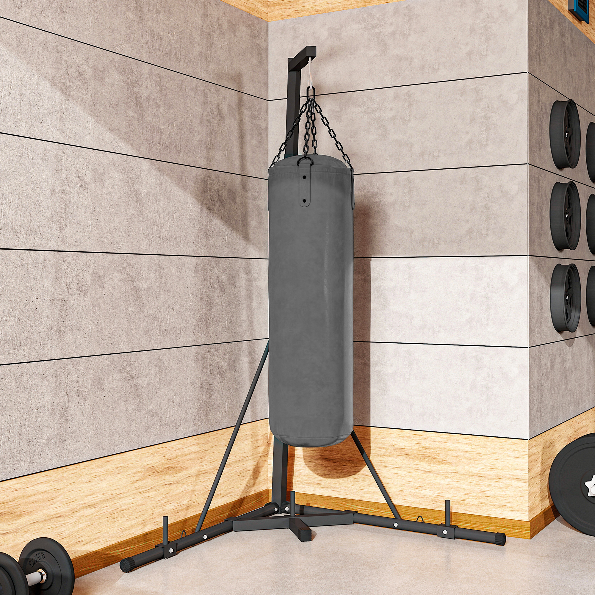 Soozier Foldable & Height Adjustable Punch Bag Stand – Heavy Bag Stand (Black)