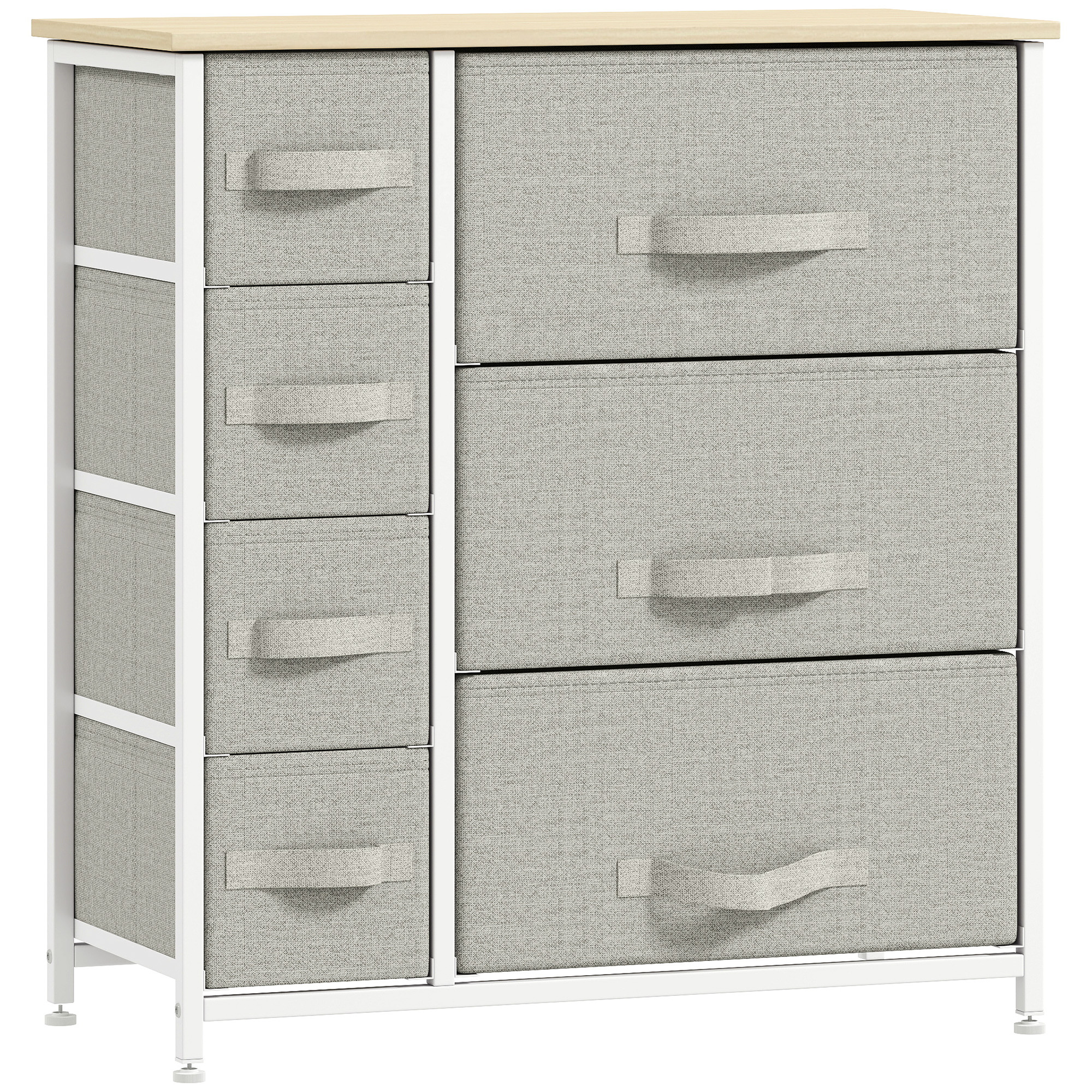 HOMCOM 7-Drawer Dresser Storage Tower Cabinet Organizer Unit, Easy Pull Fabric Bins with Metal Frame for Bedroom, Closets, Light Gray