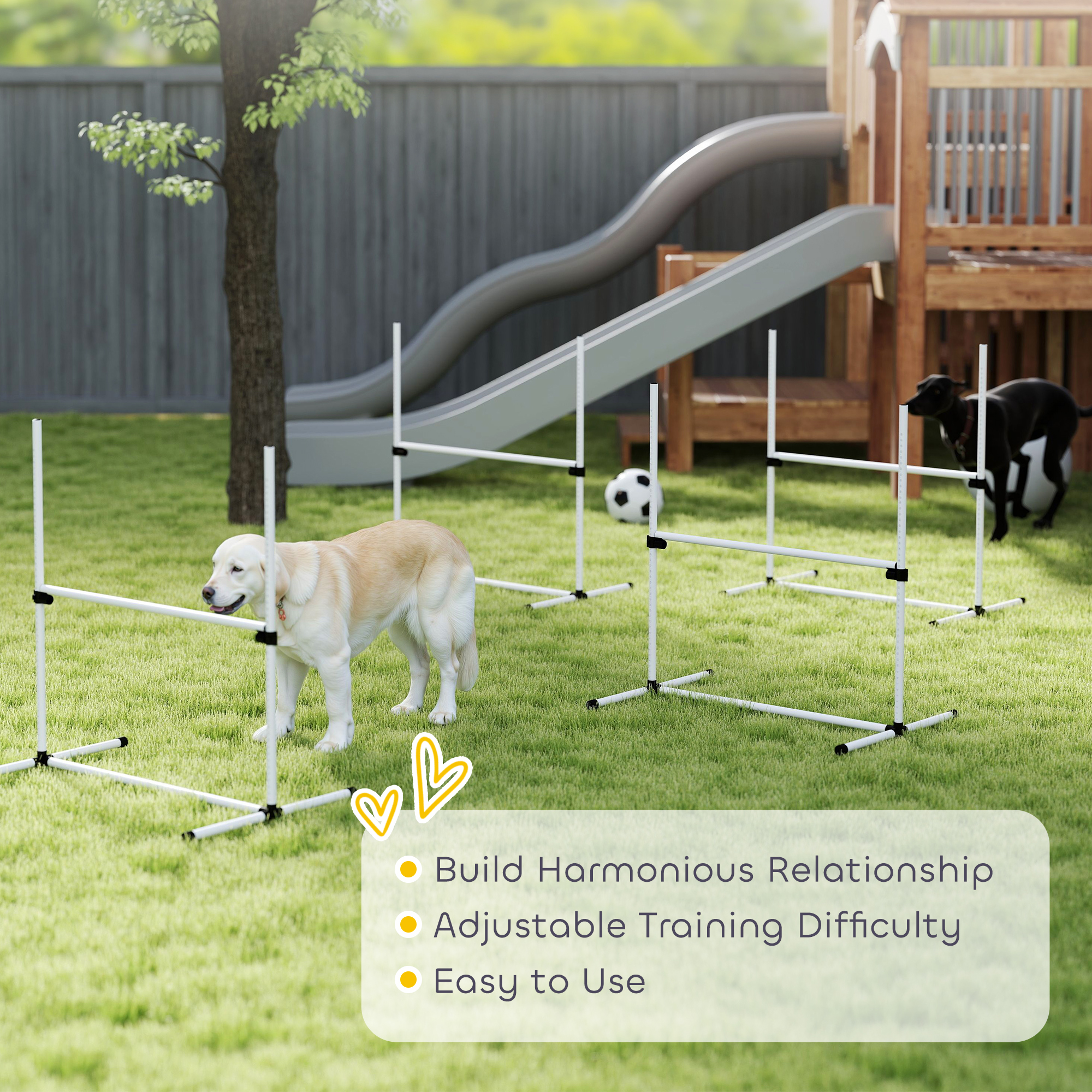 PawHut Adjustable Dog Agility Training Equipment Jump Bar With