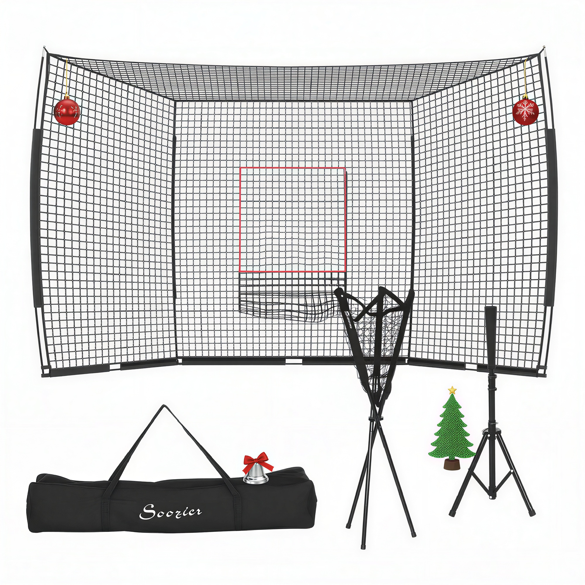 Soozier Baseball Net with Strike Zone, Tee, Caddy and Carry Bag