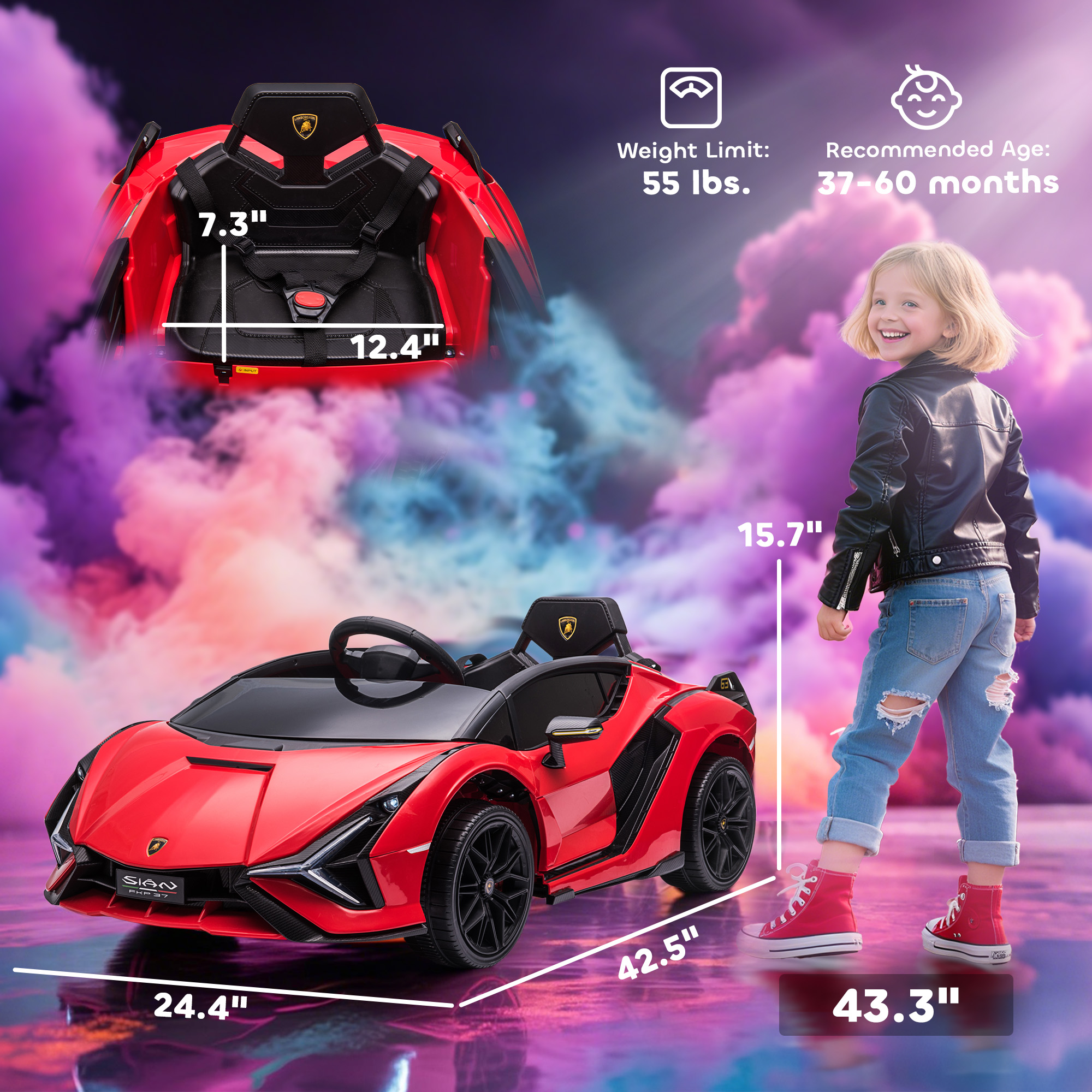 Aosom 12V Lamborghini SIAN Licensed Electric Car for kids with