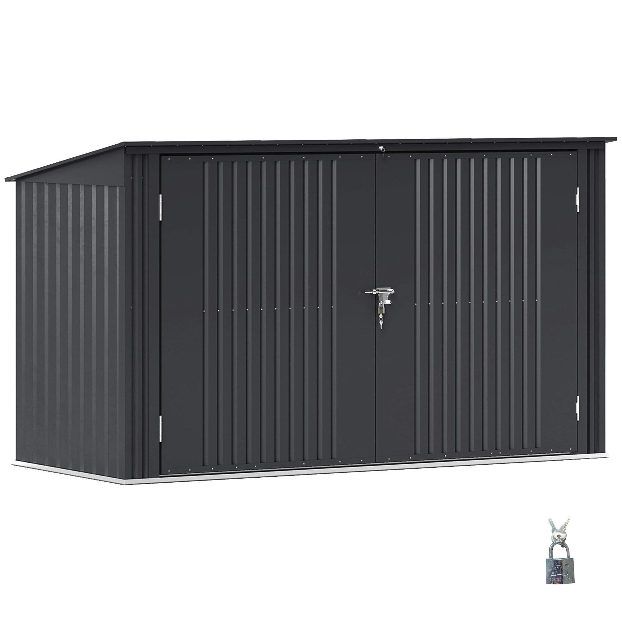Outsunny 7.6 x 3.4ft Outdoor Storage Shed, Triple Garbage Bin Shed