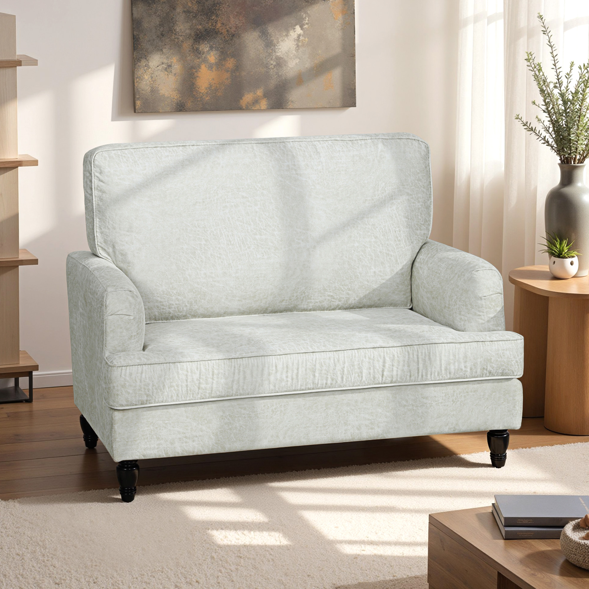HOMCOM Modern Accent Chair, Single Sofa Chair with Turned Legs and Wide Seat for Living Room, Cream White Aosom Canada