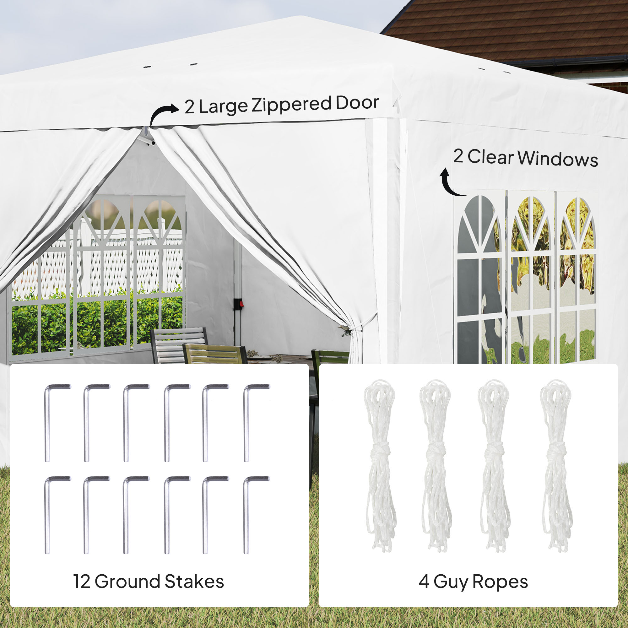 Outsunny 10' x 10' Pop-Up Canopy Tent with Sidewalls, Height