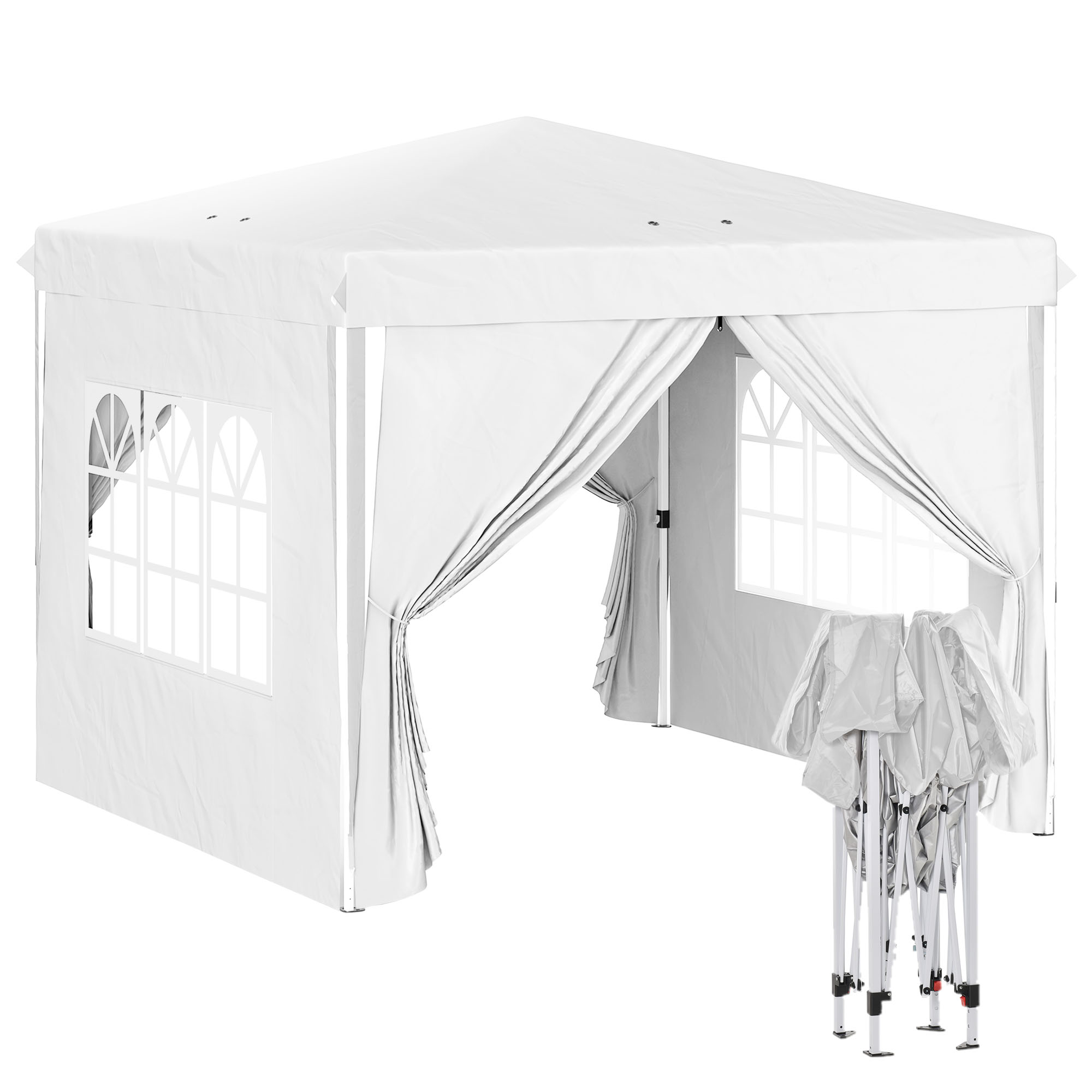 Outsunny 10' x 10' Pop-Up Canopy Tent with Sidewalls, Height