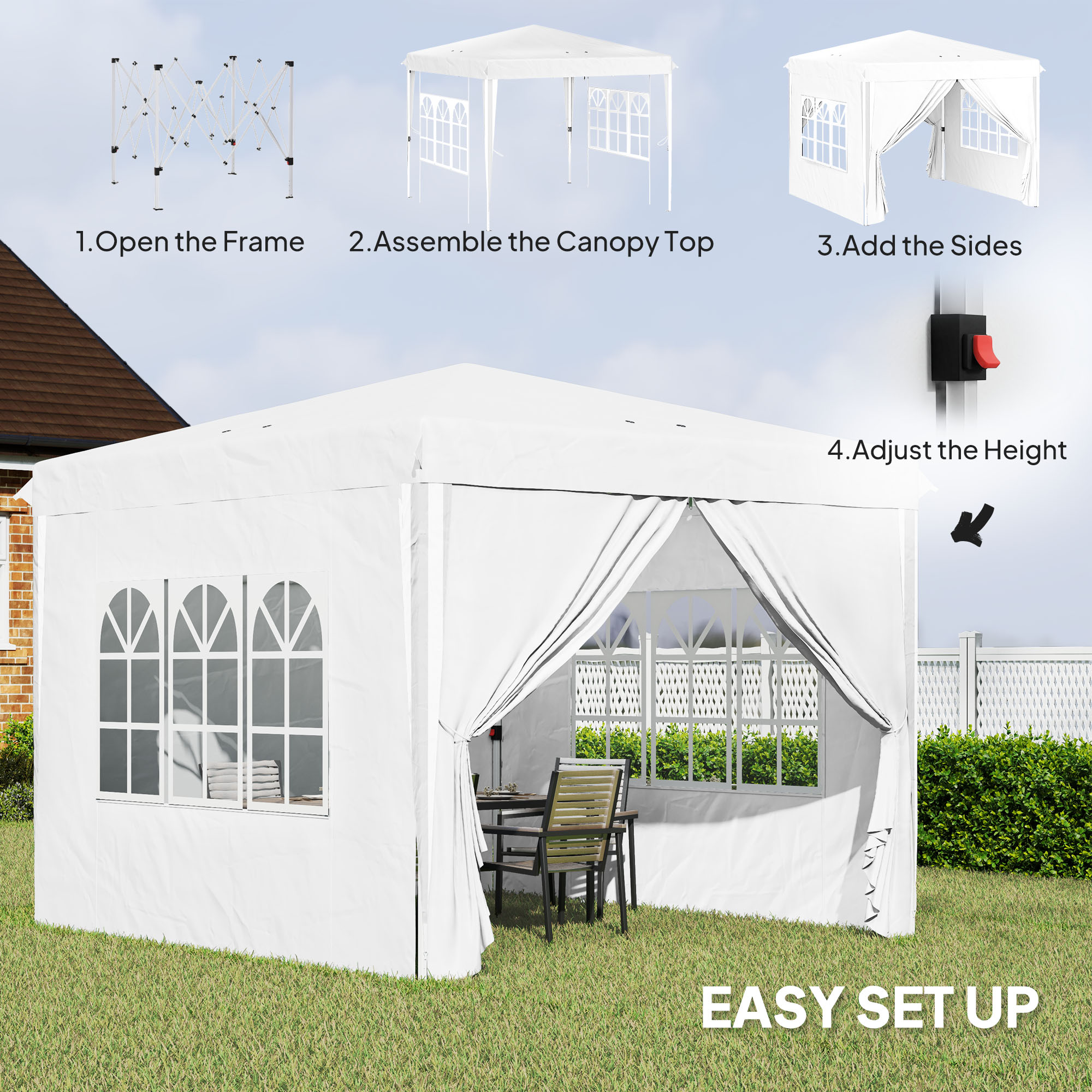 560nicoさんへ Outsunny 10' x 10' Pop-Up Canopy Tent with Sidewalls, Height