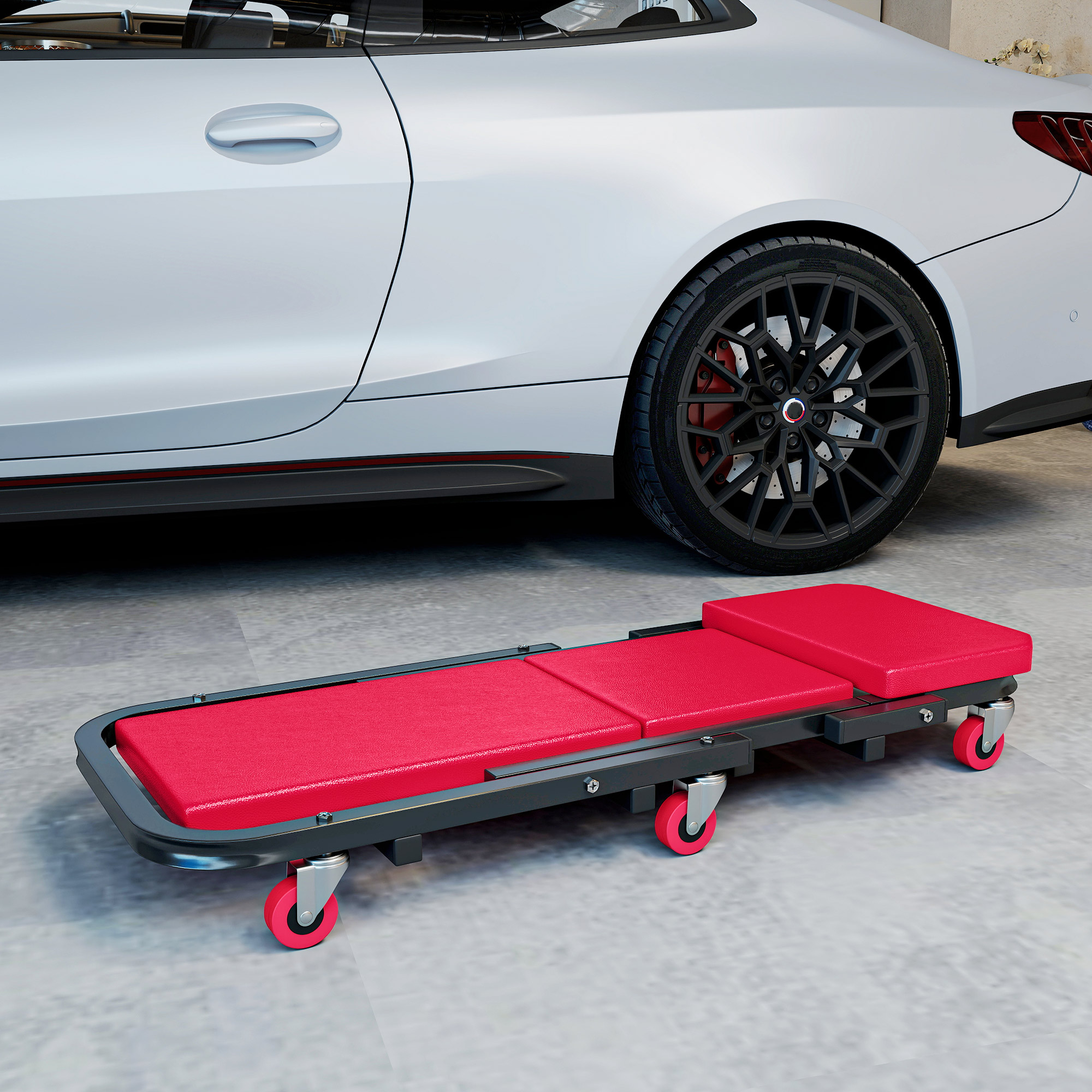 HOMCOM Automotive Z Creeper Seat, 2-in-1 330 lbs Rolling Garage