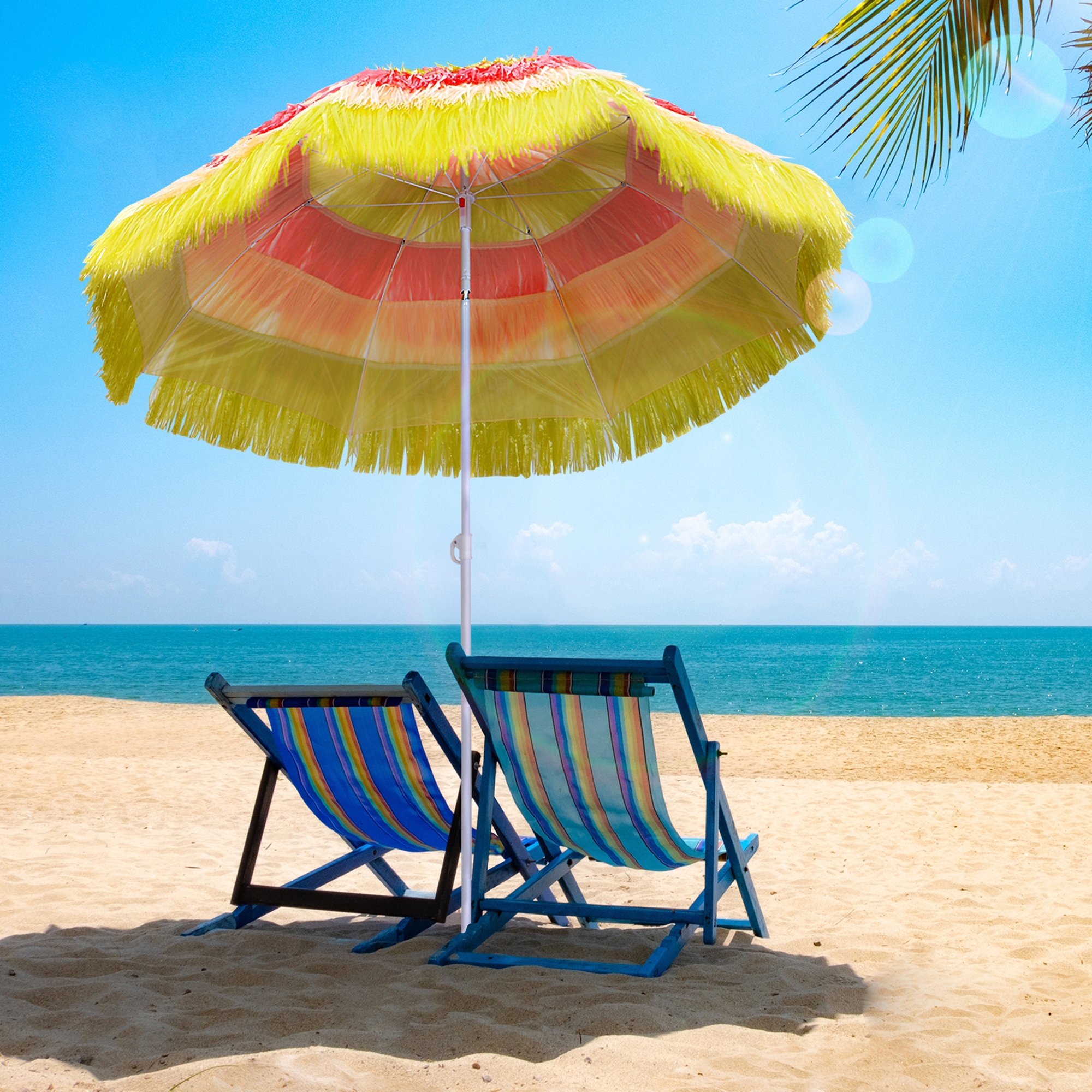 Outsunny 6FT Beach Umbrella Tilt Sunshade Outdoor Market Patio Yard Crank Deck Sun Shade Multi-color Aosom Canada