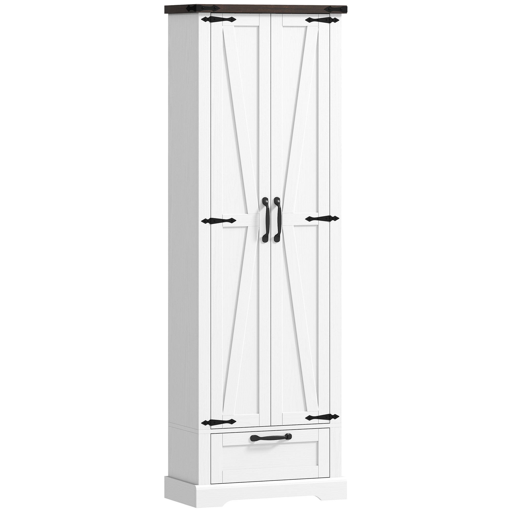 Cooking Organizer Organizer Unit with Adjustable-Height Shelves, 71" Pantry Organizer Unit, 2 Doors and Organizer Drawer for Meal Room, White 1