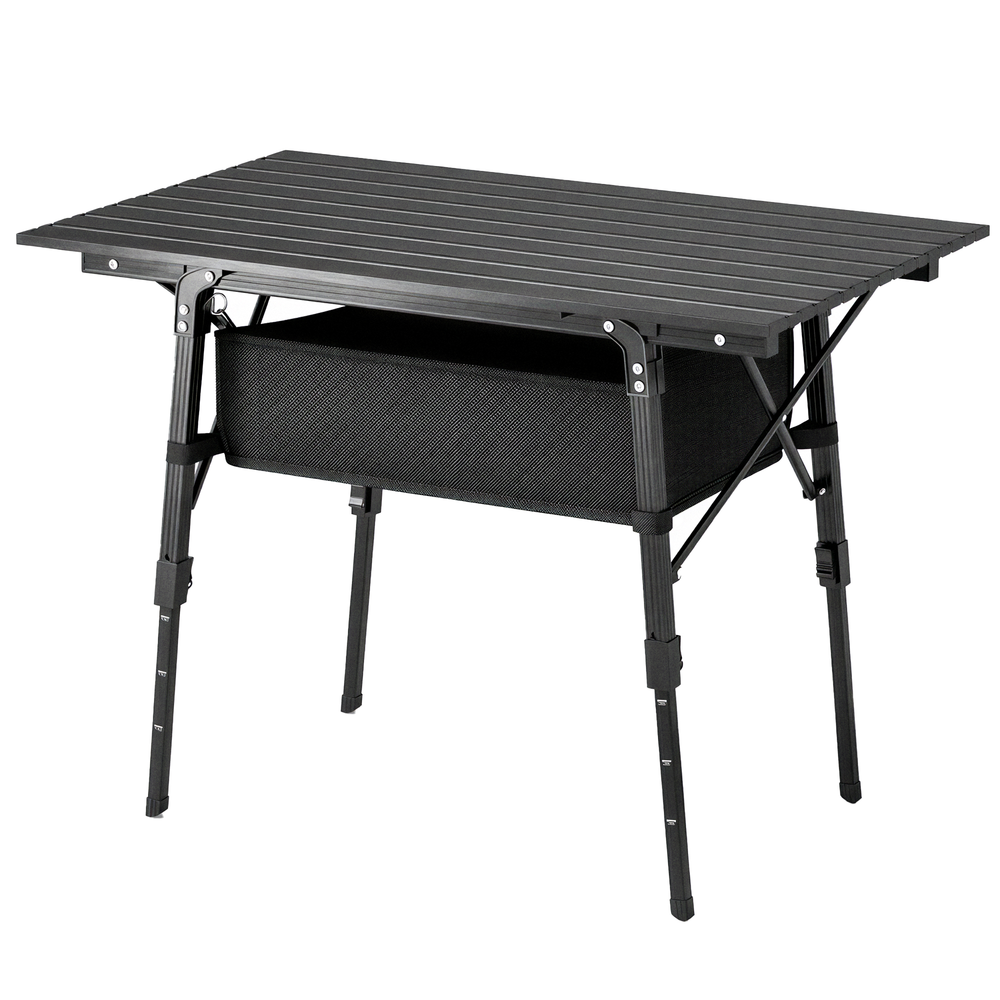 Outsunny 3ft Aluminum Small Folding Table, Portable Camping Table with Storage Bag, Carry Bag for Outdoor Picnic BBQ, Black