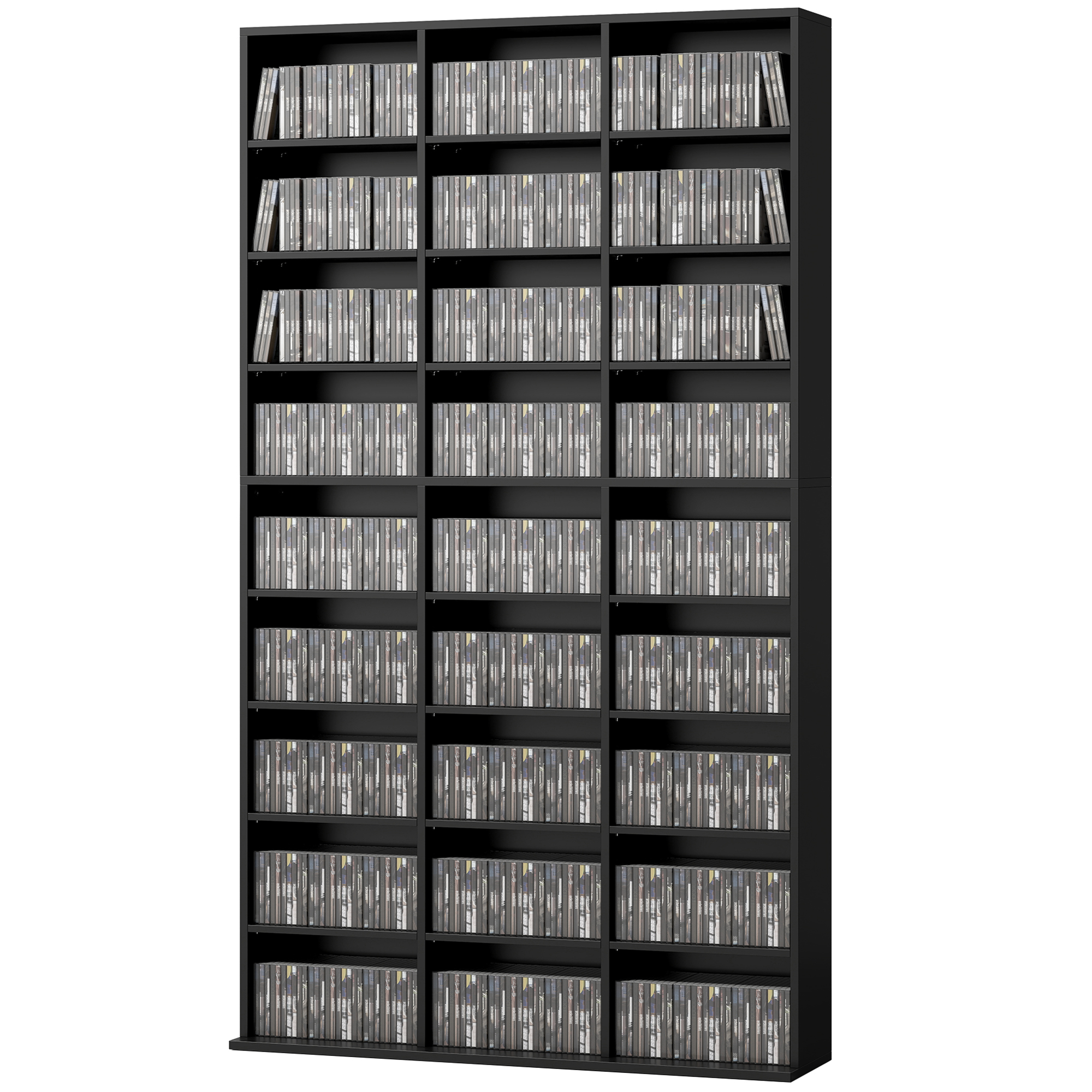 9-Tier DVD Shelving with 21 Adjustable-Height Shelves, Media Organizer Organizer Unit, Holds 835 CDs, 500 DVDs or 640 Blu-rays, Black 1