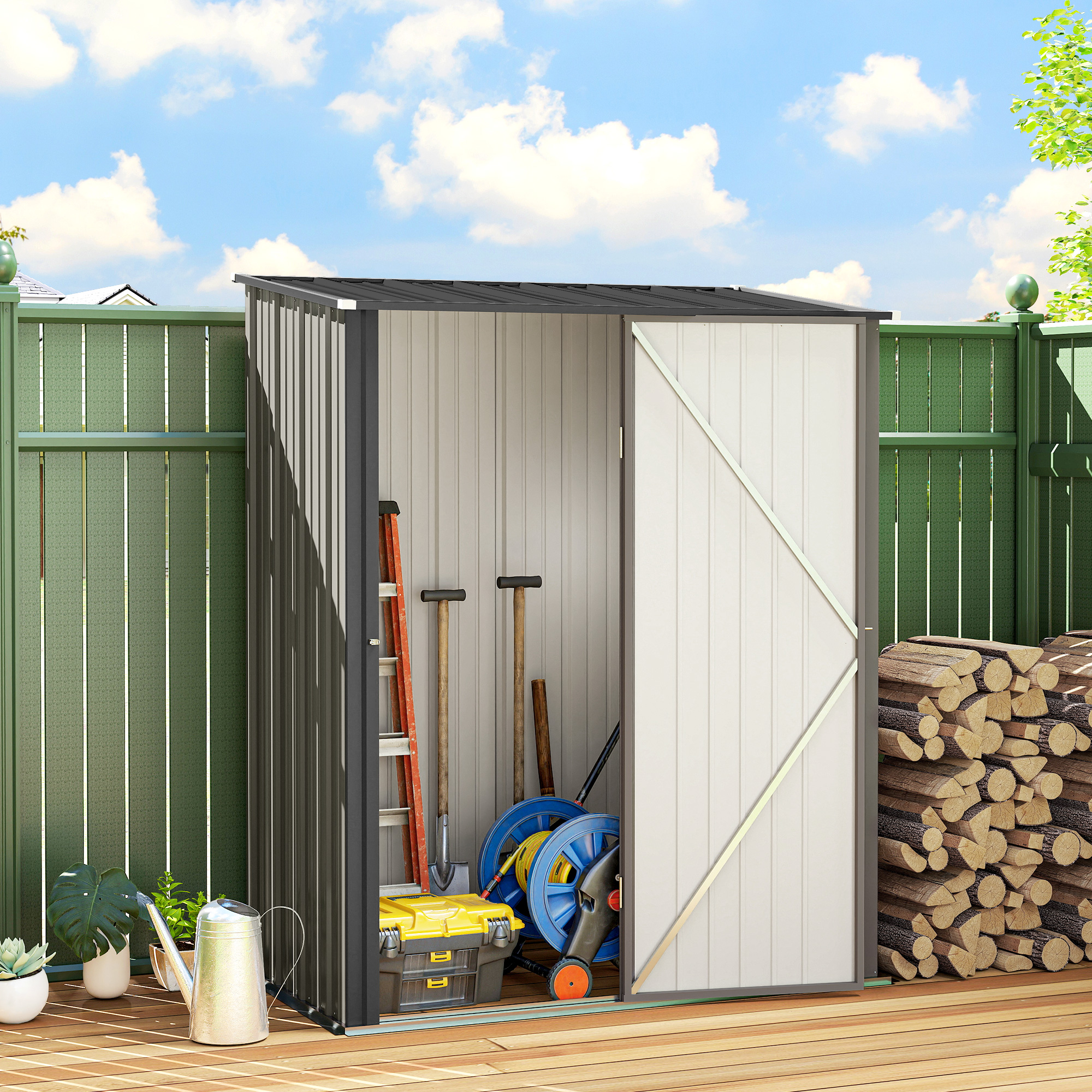 Outsunny 5' x 3' Outdoor Storage Shed, Steel Garden Shed with Single Lockable Door, Tool Storage Shed for Backyard, Grey Aosom Canada