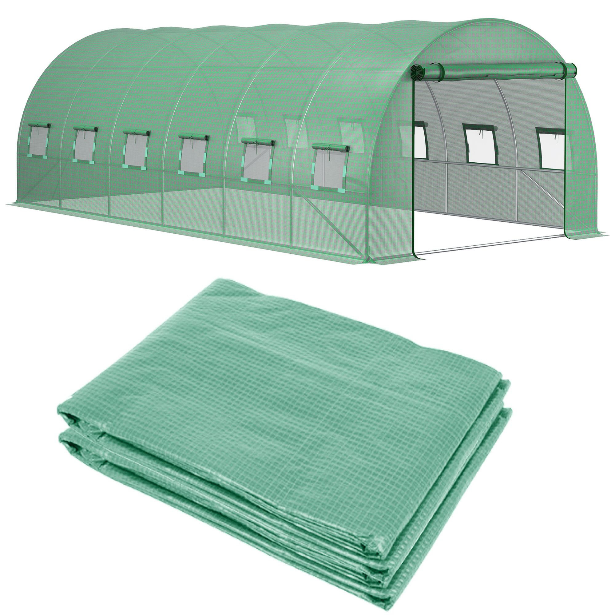 Outsunny 20' x 10' x 7' Greenhouse Replacement Walk-in PE Hot