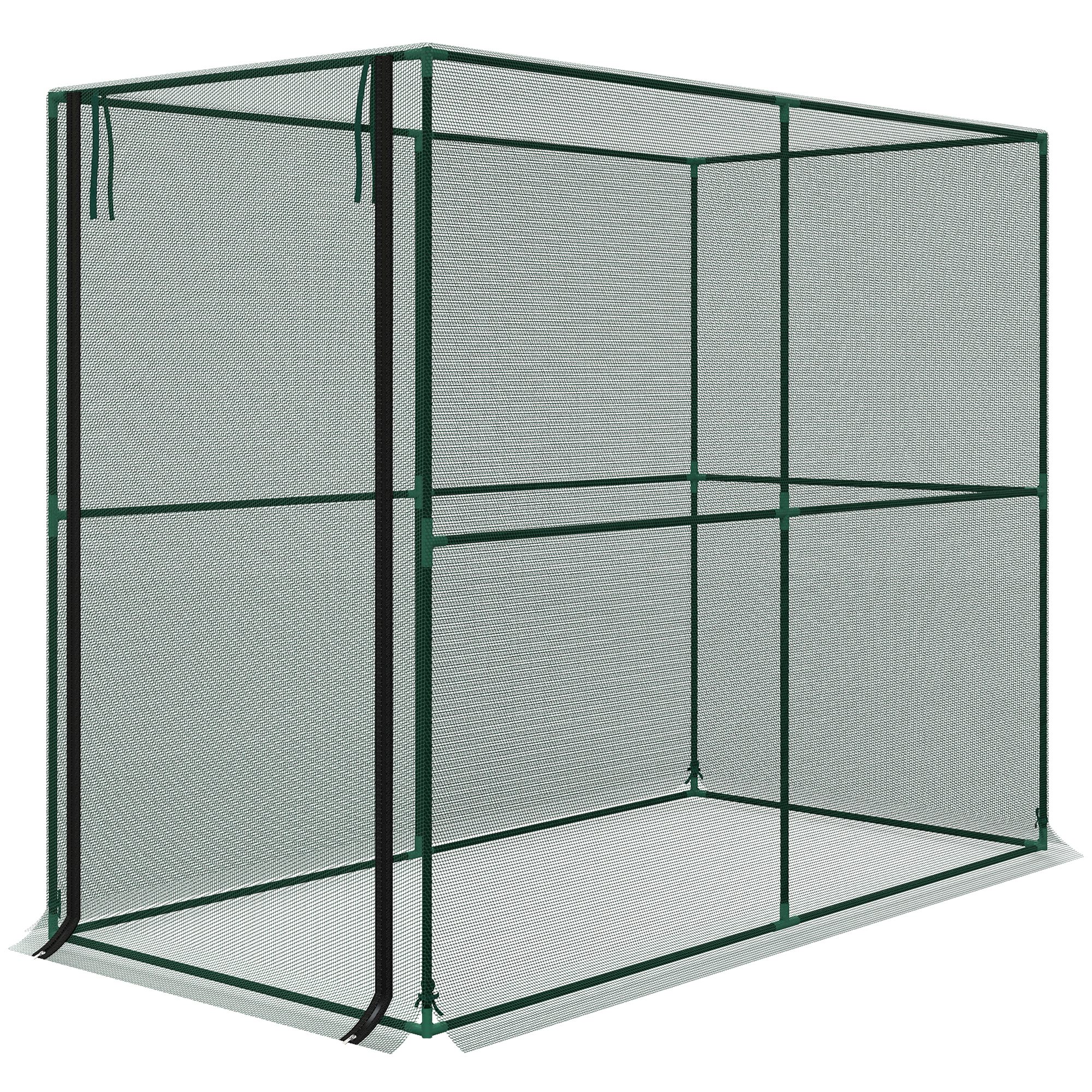 Outsunny Crop Cage, Plant Protection Tent with Zippered Door, Plant Protector from Animals for Vegetables Flowers Fruits, Green