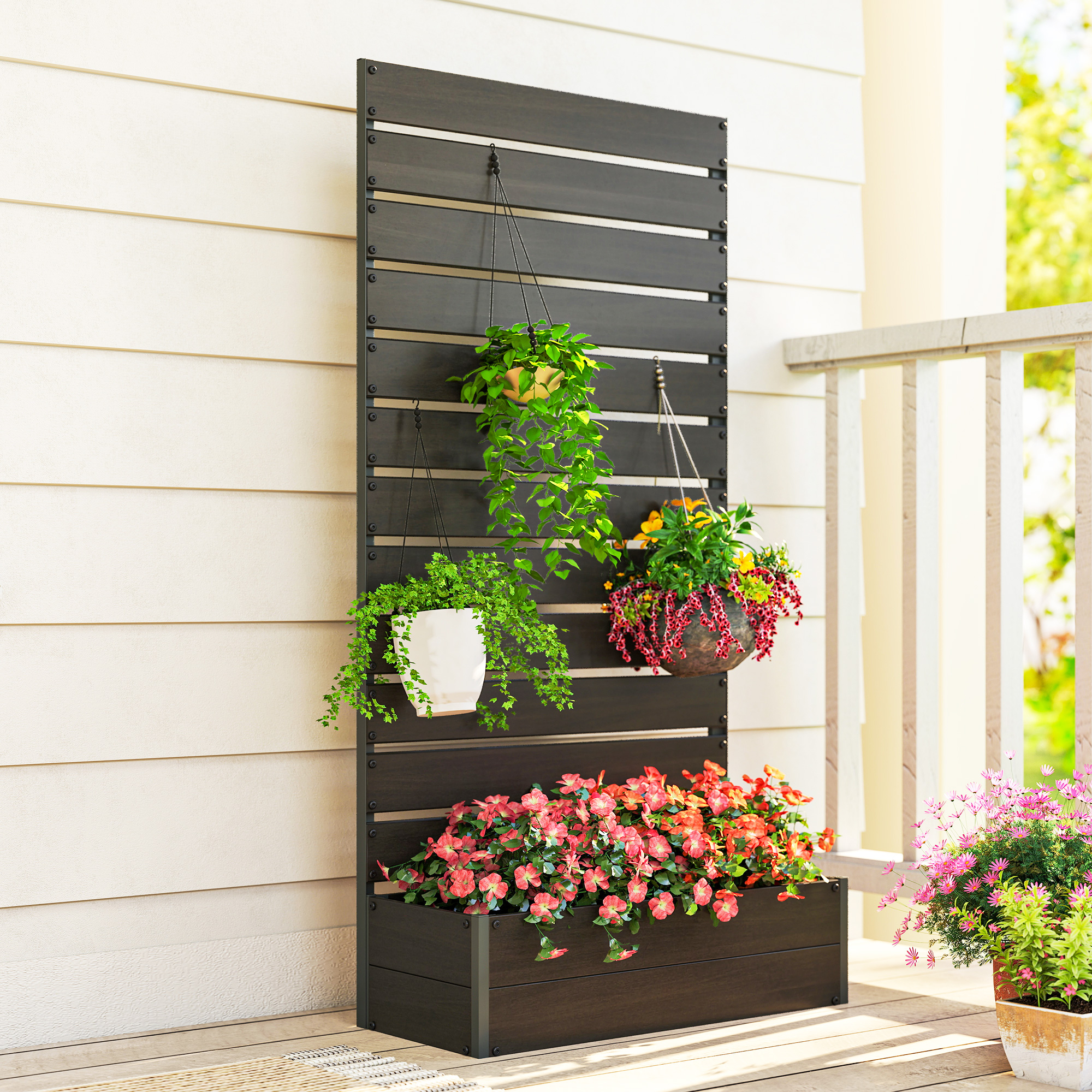Outsunny Trellis Planter for Climbing Plants, Raised Garden Bed