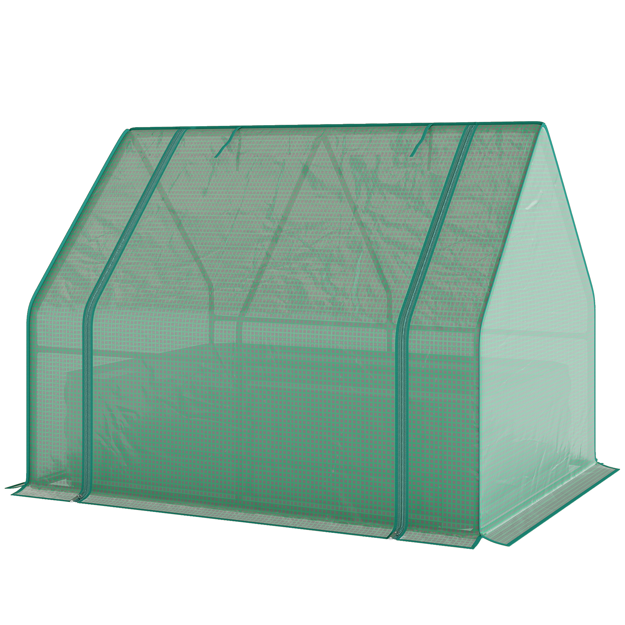 Outsunny 4 x 3 x 1ft Raised Garden Bed with Mini Greenhouse, Galvanized Raised Garden Bed with Cover, Green and Dark Gray