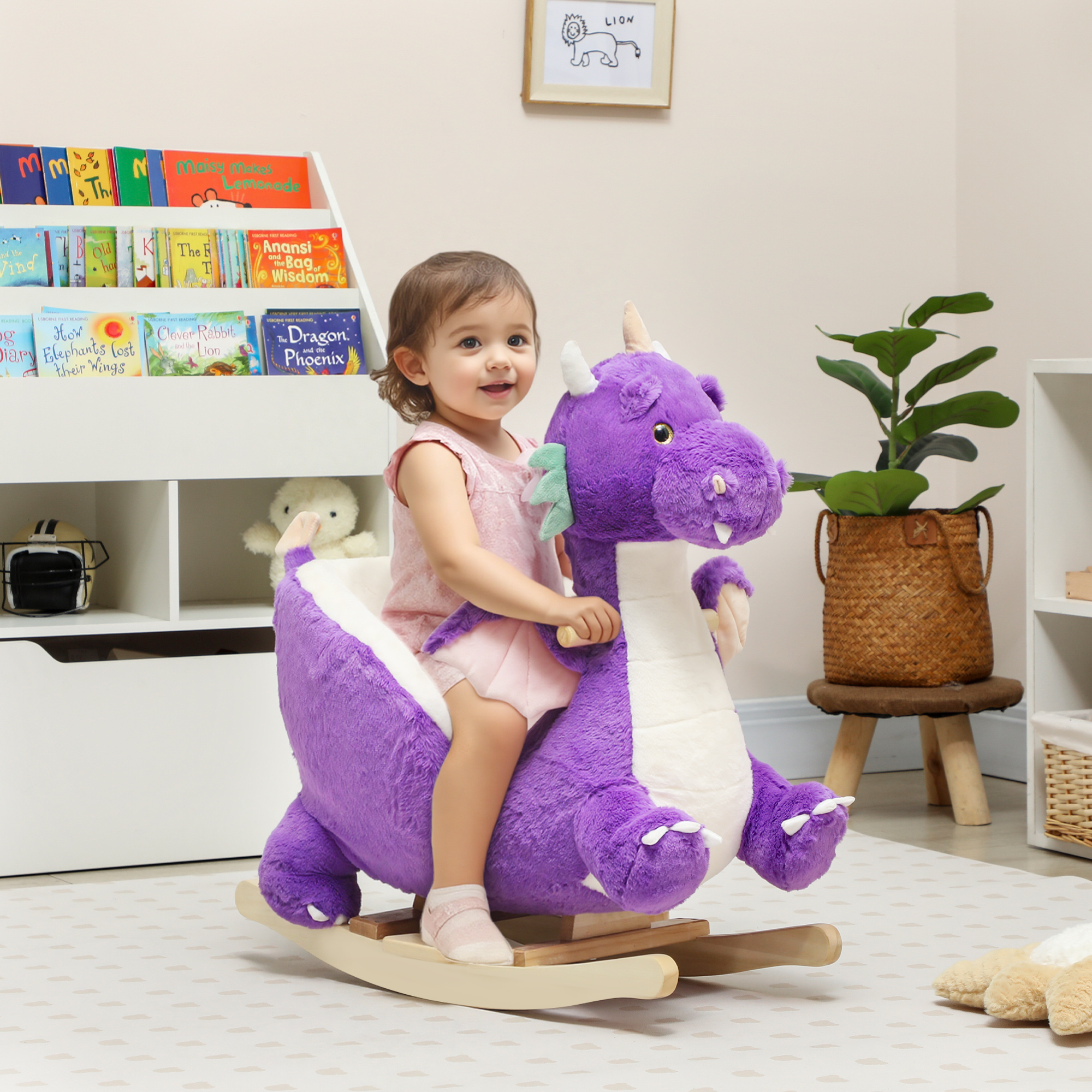 Qaba Baby Rocking Horse, Kids Ride On Toy with Realistic Sound and