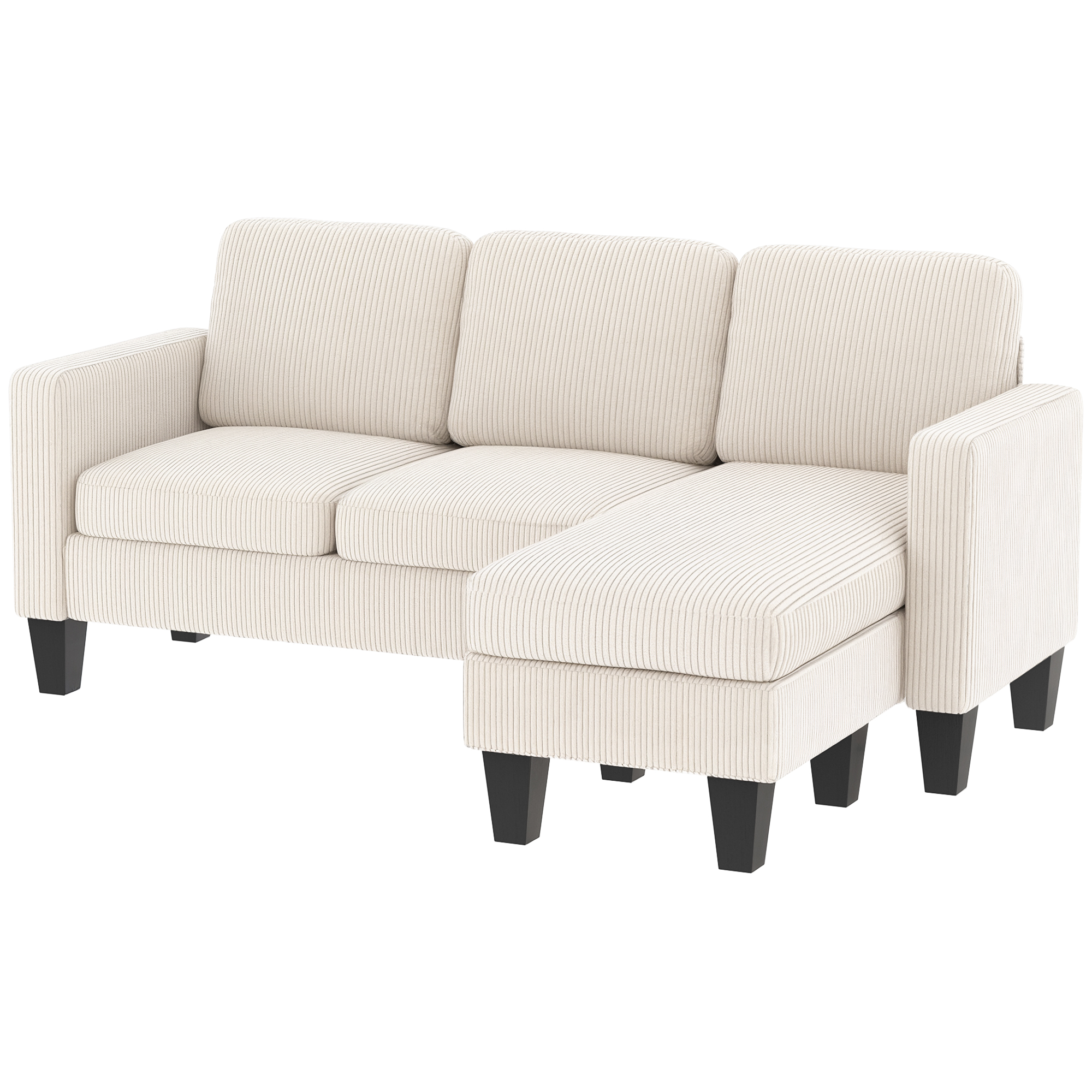 HOMCOM Sectional Sofa, L Shaped Couch, with Reversible Chaise or Ottoman, Cream White