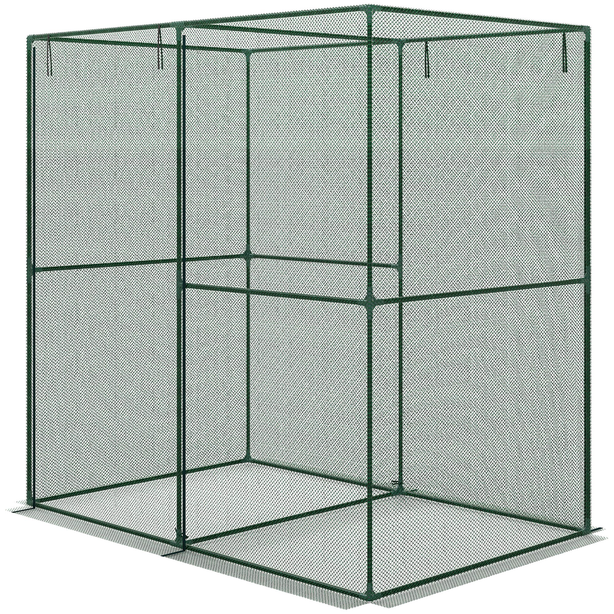 Outsunny 6' x 4' x 6' Crop Cage, Plant Protection Tent with Zippered Doors for Vegetable Garden, Backyard, Green