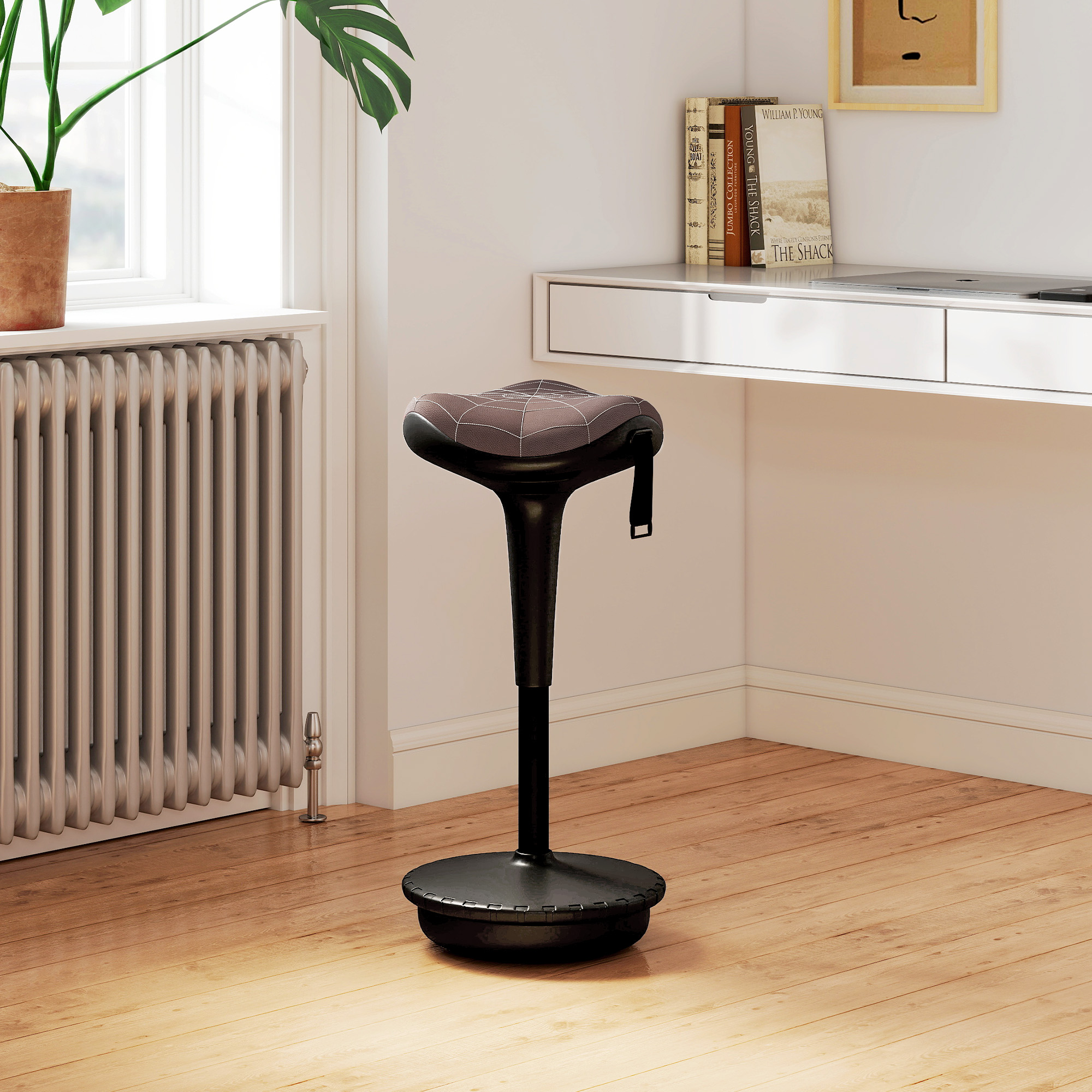 Vinsetto Backless Wobble Stool Chair, Standing Desk Chair, Adjustable Learning Stool for Office Desks, with Rocking Motion, Brown Aosom Canada