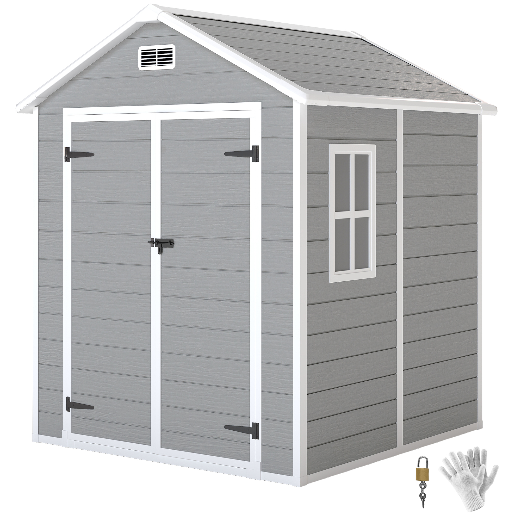 (gamon　unwound) Outsunny 4x5 Small Garden Shed with Window Grey | Aosom Canada