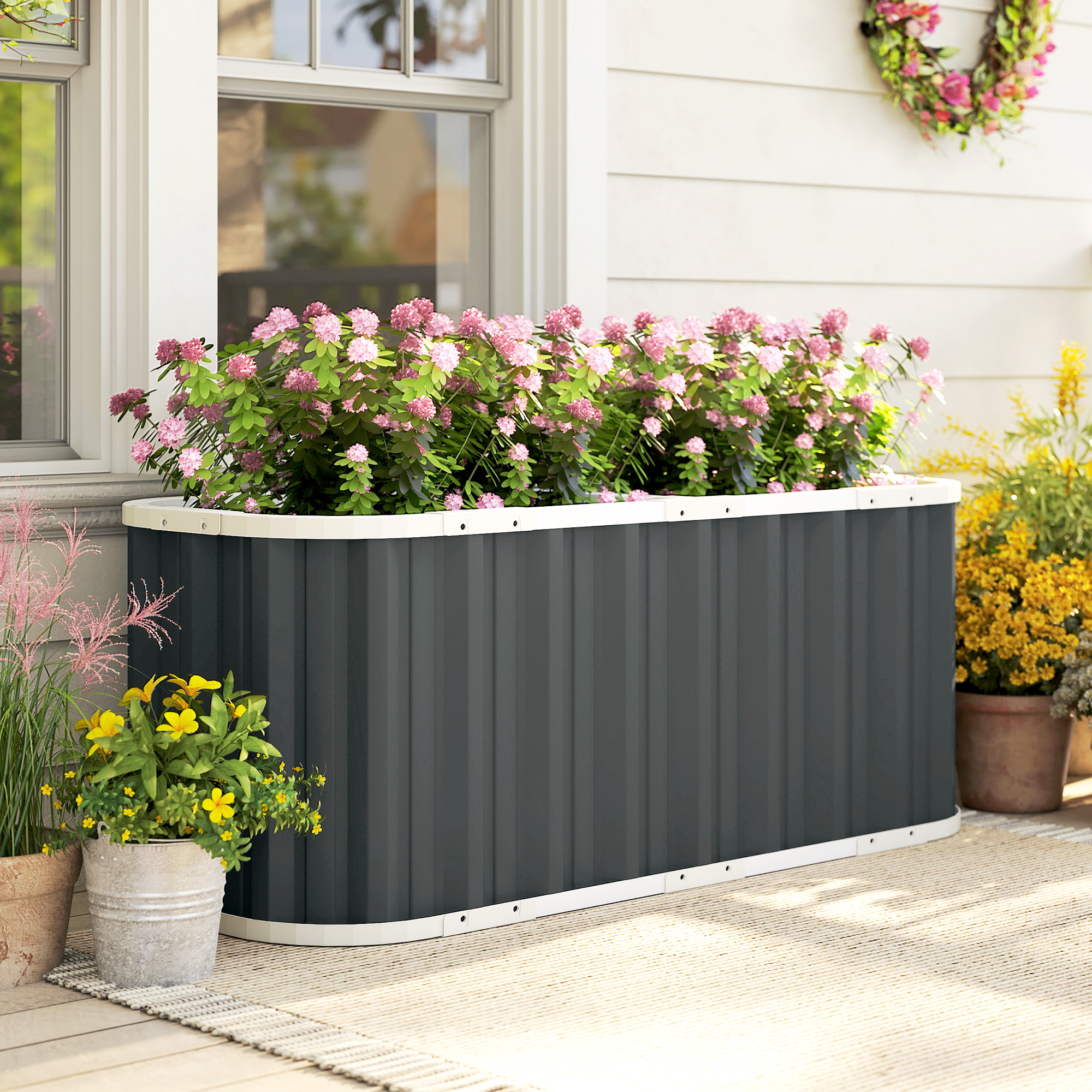 Outsunny Galvanized Raised Garden Bed, Deep Root Planter Box