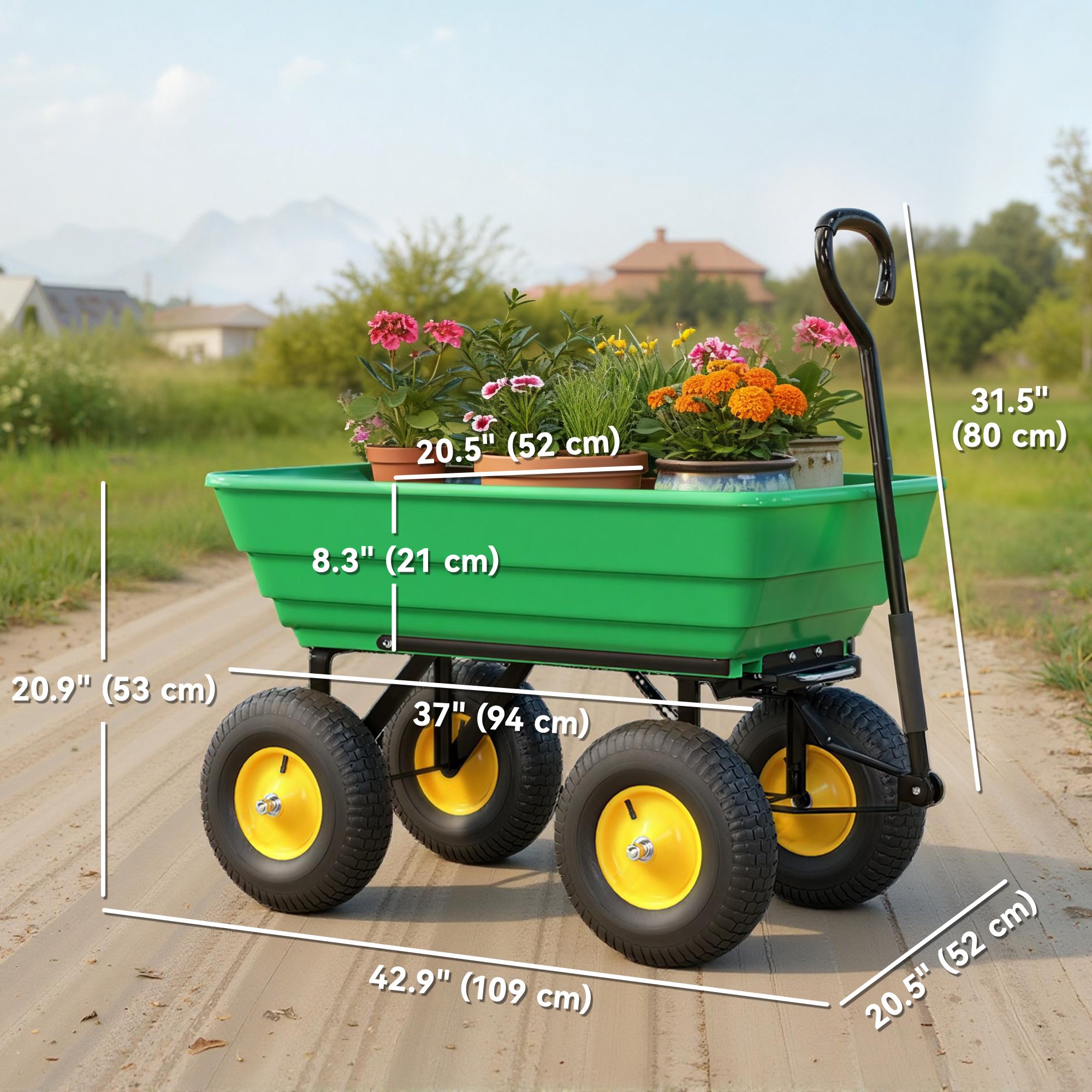 Outsunny Garden Dump Cart Heavy Duty 440lbs Garden Wagon with